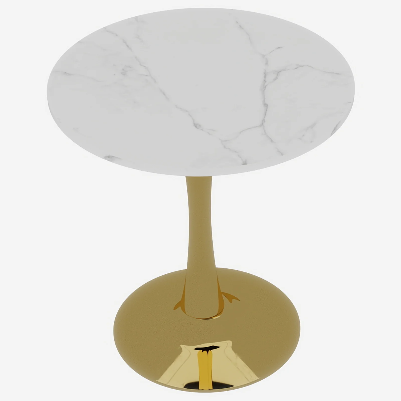 Coffee Table Round Marble Top Mid-Century Modern Style 27.6-inch Golden - Image 3