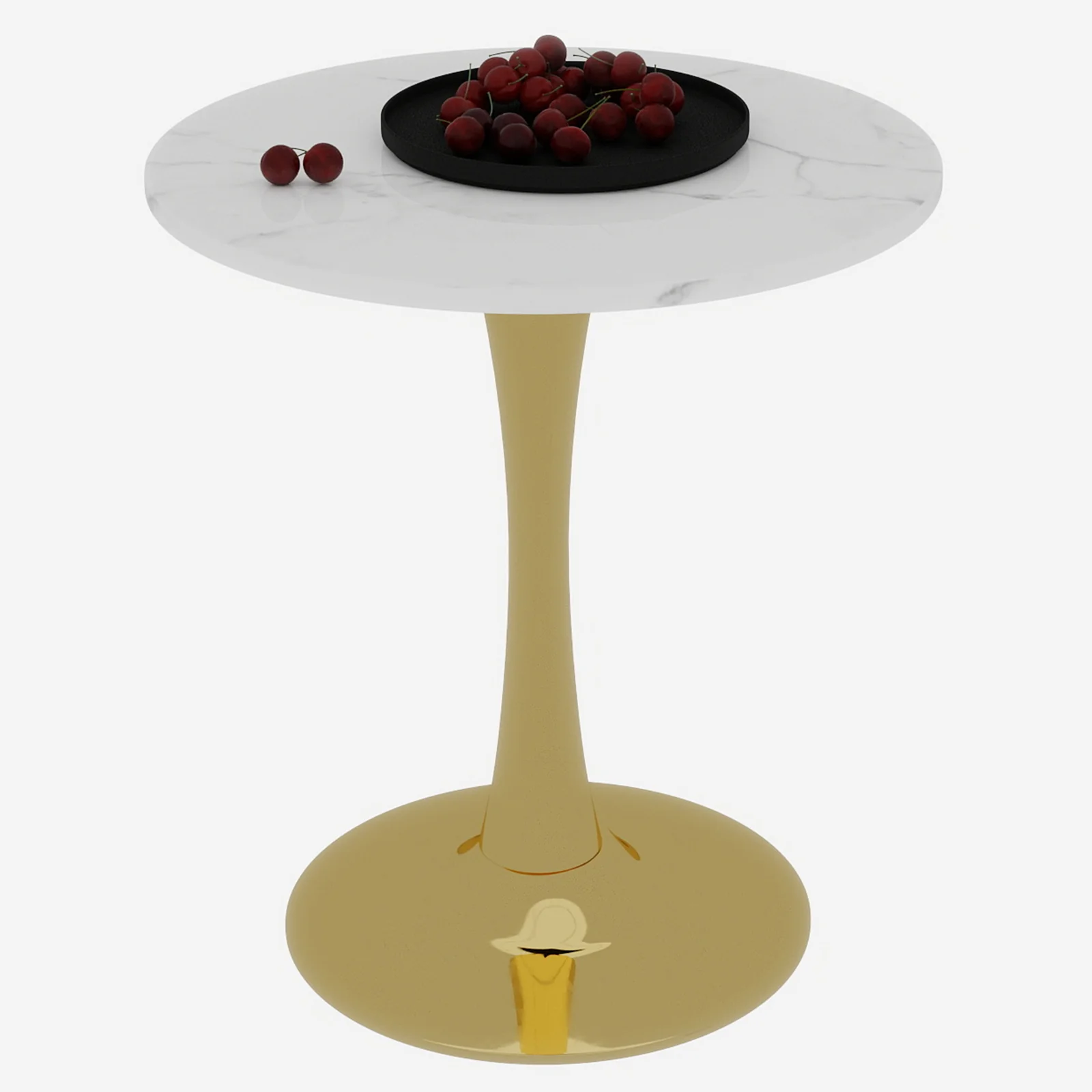 Coffee Table Round Marble Top Mid-Century Modern Style 27.6-inch Golden - Image 7