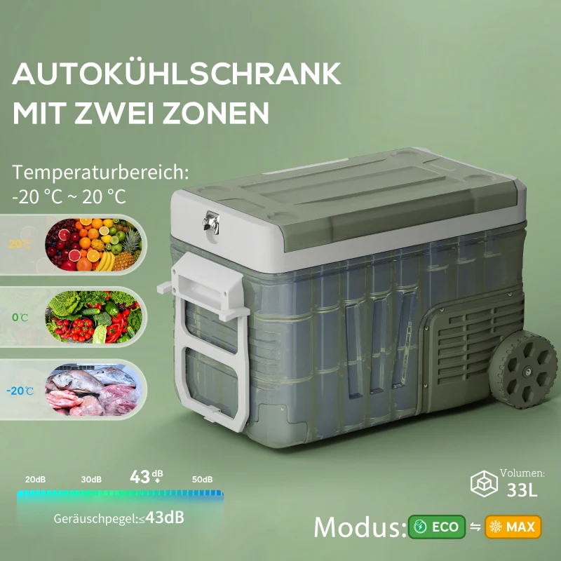 Compressor Cooler Box 33L Electric LED Mini Fridge 12/230V, Green - Image 4