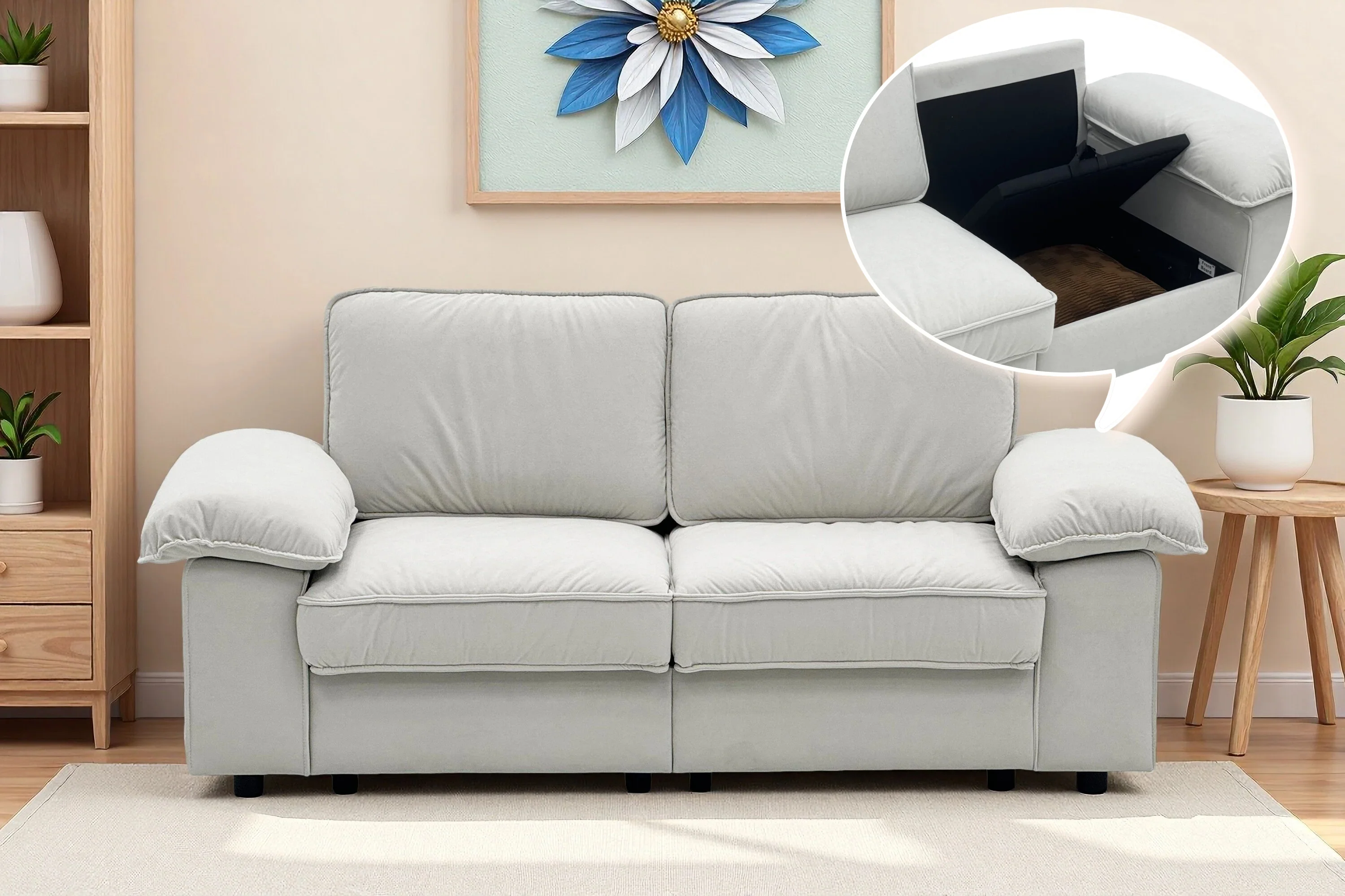 Contemporary Sofa with Under-Seat Storage - Space-Saving - Image 7