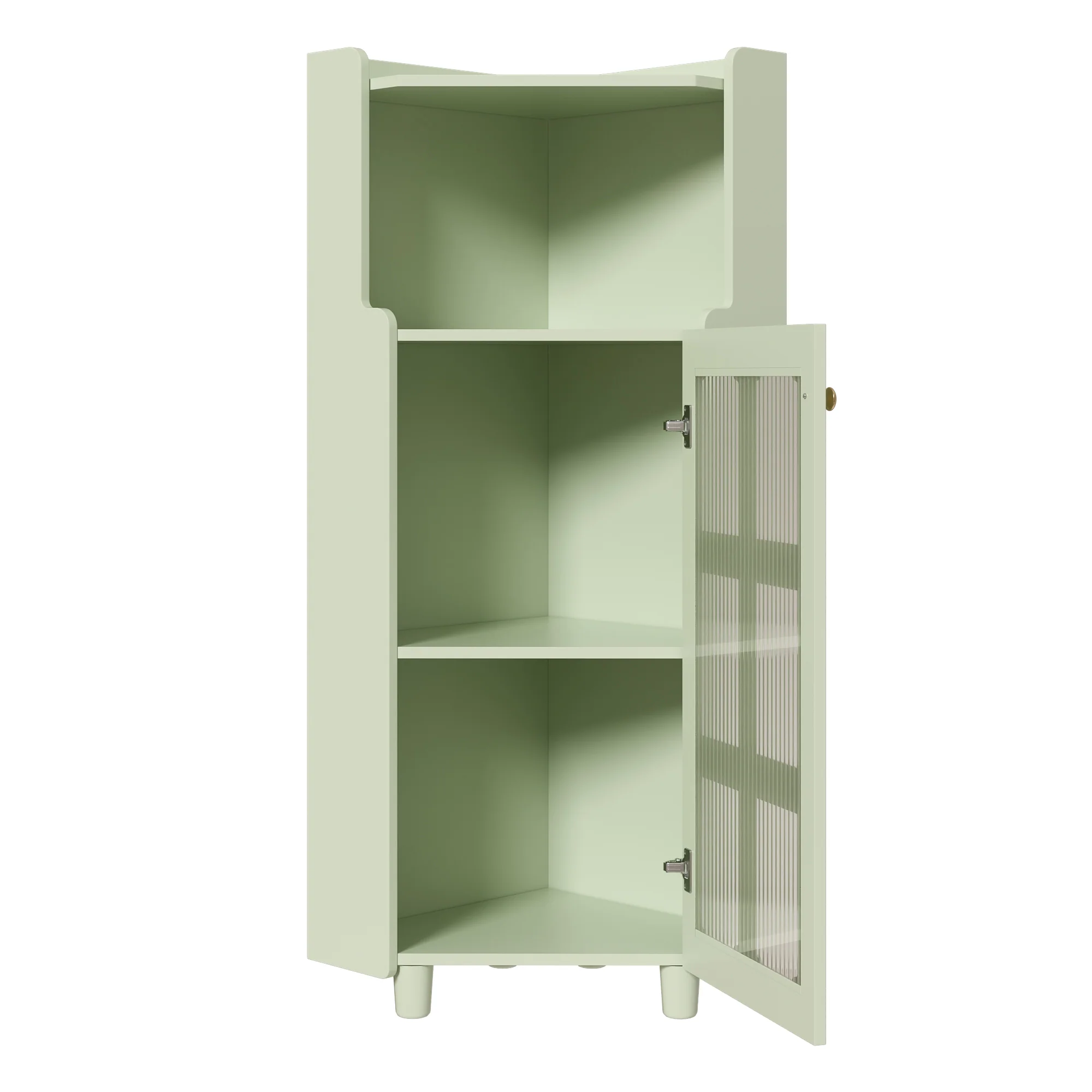 Corner Cabinet LED App Control Lacquered Finish 63.5x124cm - Green - Image 8
