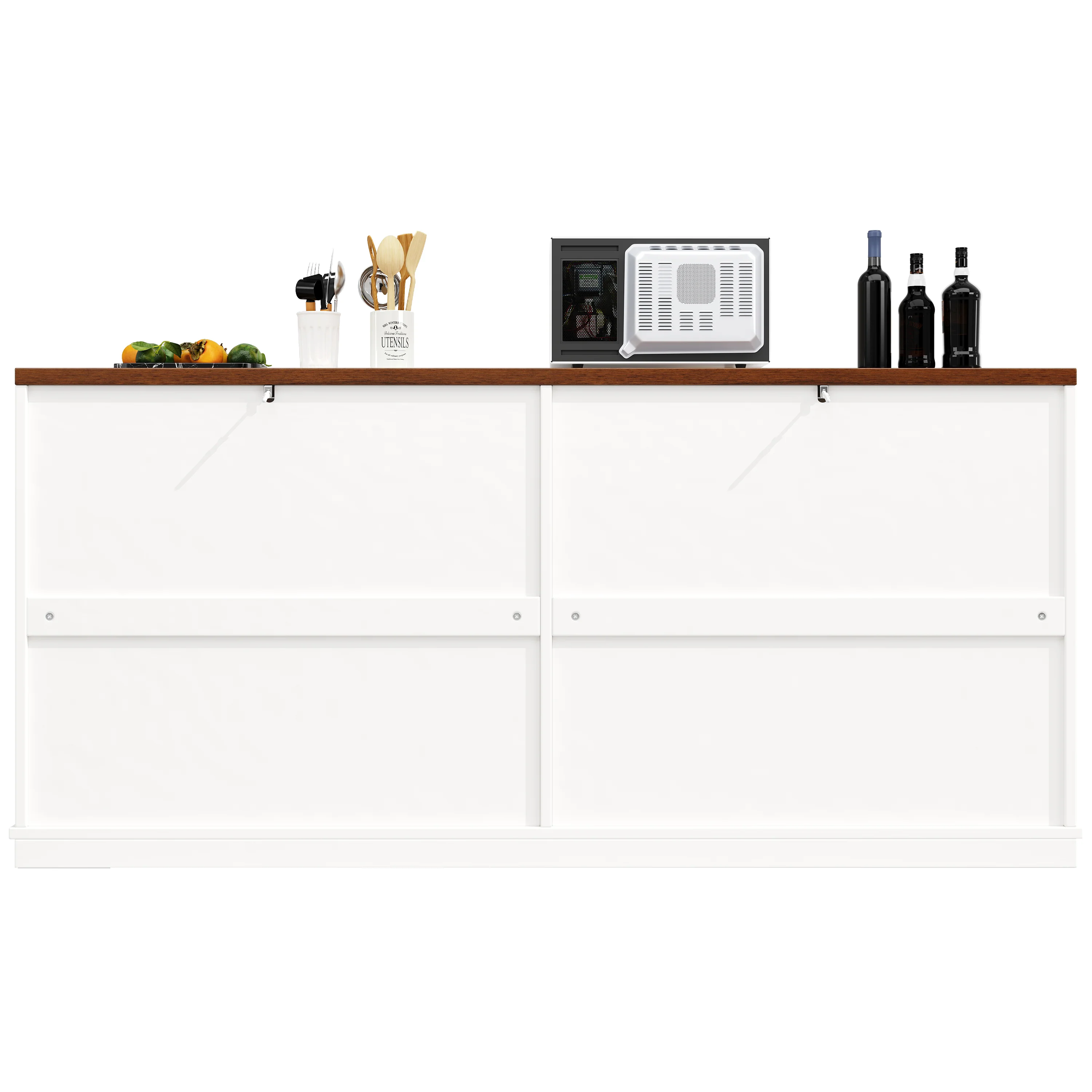 Country Sideboard 4 Doors 160x40x85cm Adjustable Shelves - White - Image 6