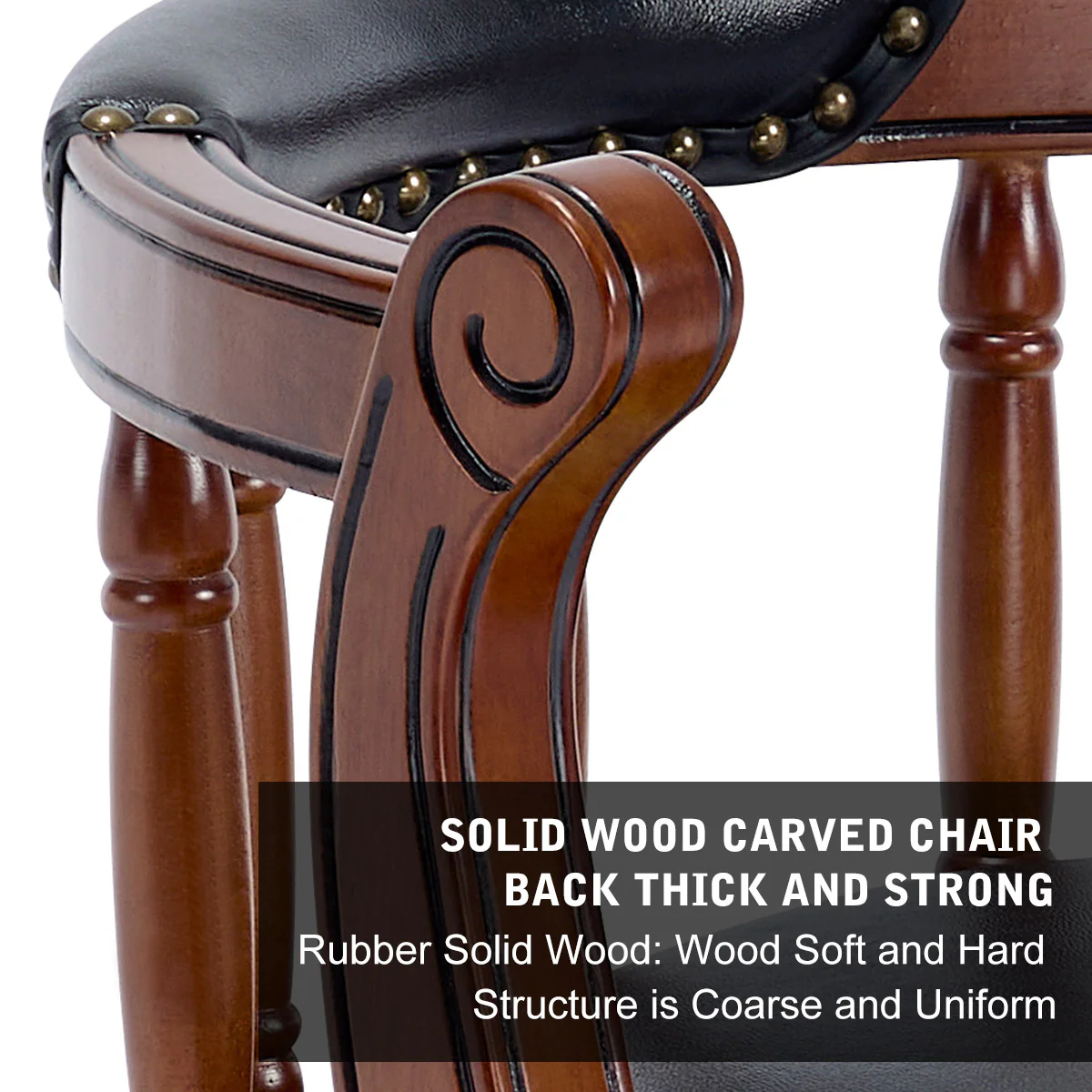 Cow Top Leather Bar Stools 360° Swivel with Backs Bar/Counter Height - Wooden/Leather - Image 10
