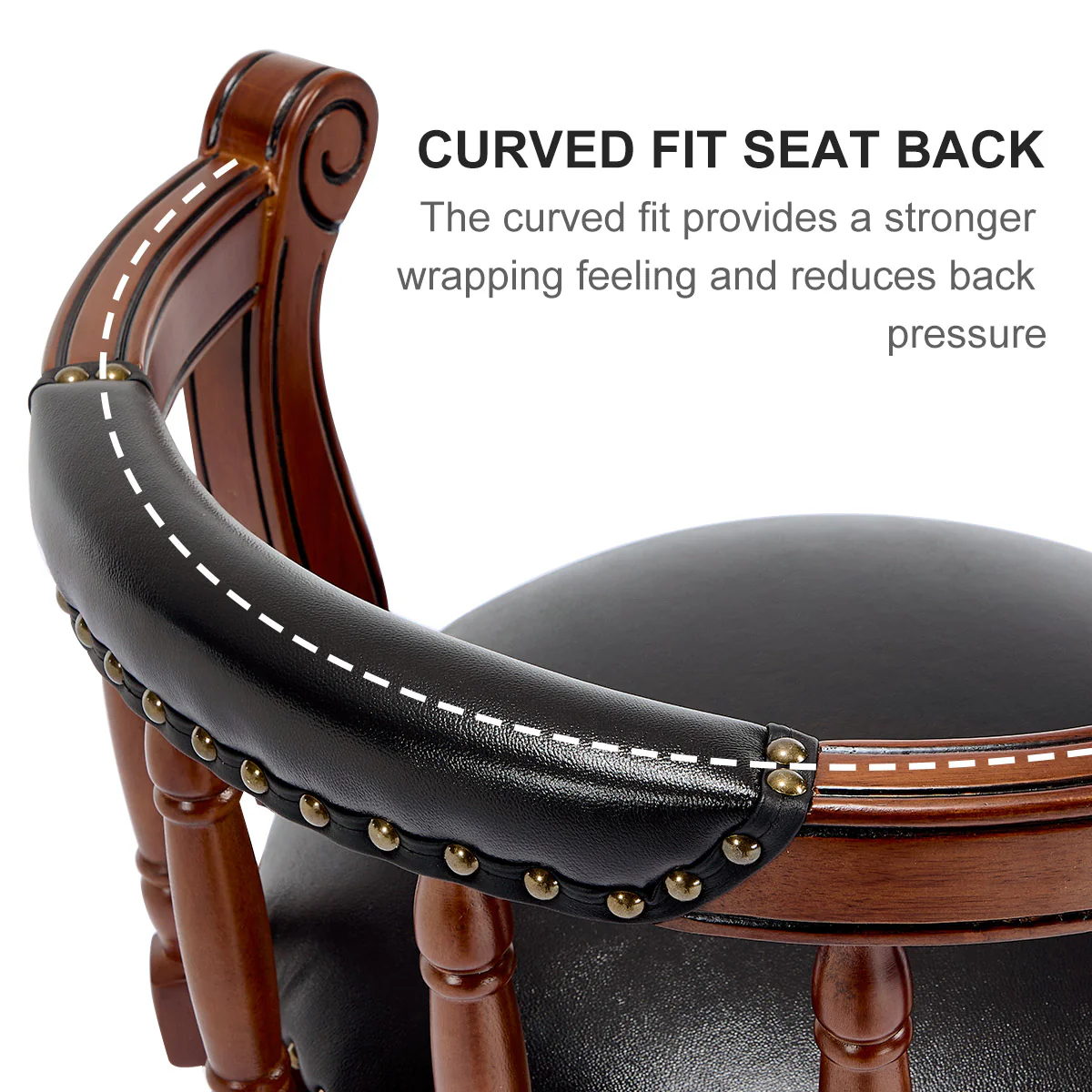 Cow Top Leather Bar Stools 360° Swivel with Backs Bar/Counter Height - Wooden/Leather - Image 4