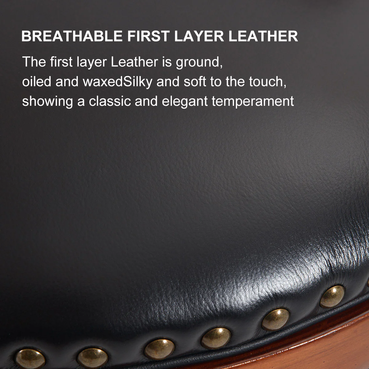 Cow Top Leather Bar Stools 360° Swivel with Backs Bar/Counter Height - Wooden/Leather - Image 6