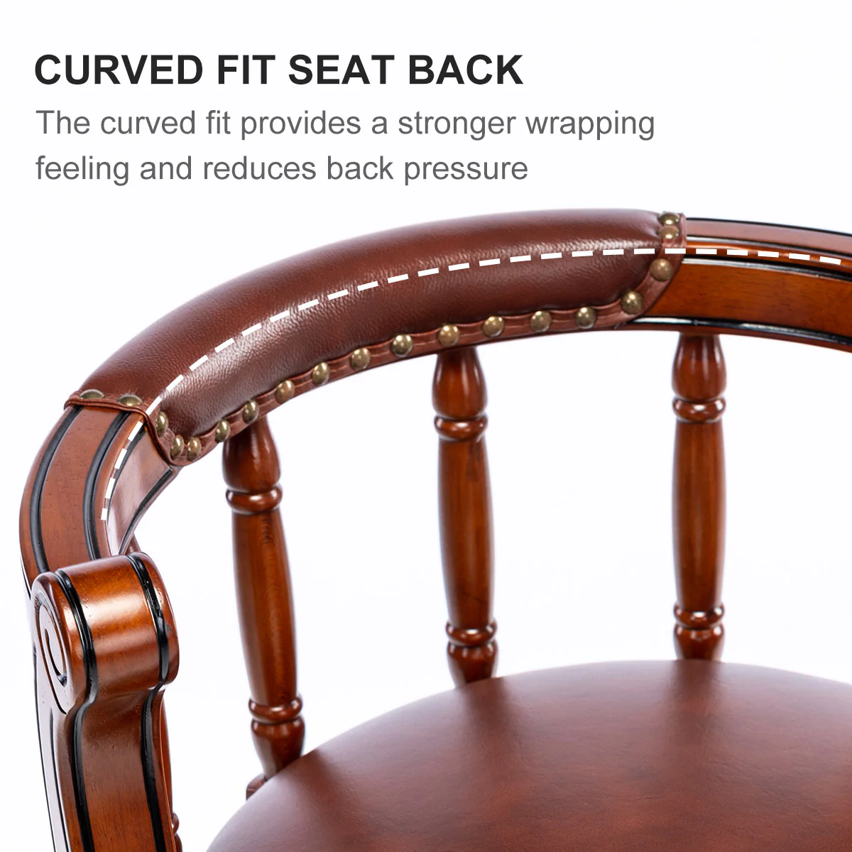 Cow Top Leather Wooden Bar Stools, 360° Swivel with Backs - Image 4