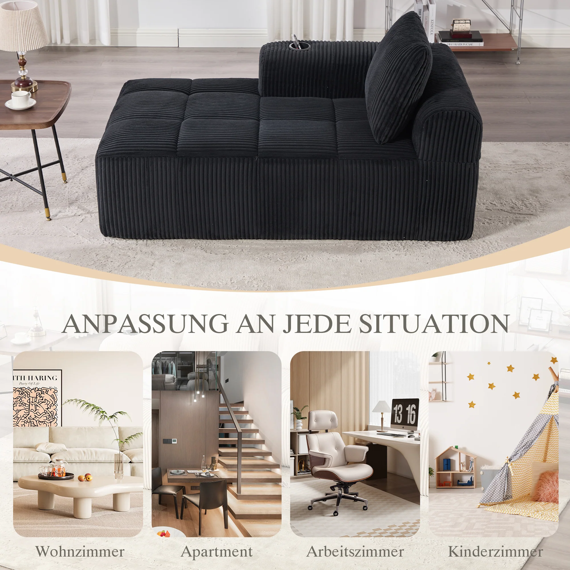 Cozy Recliner Sofa, No Assembly, Side Pocket, Drink Holder - Corduroy - Image 10