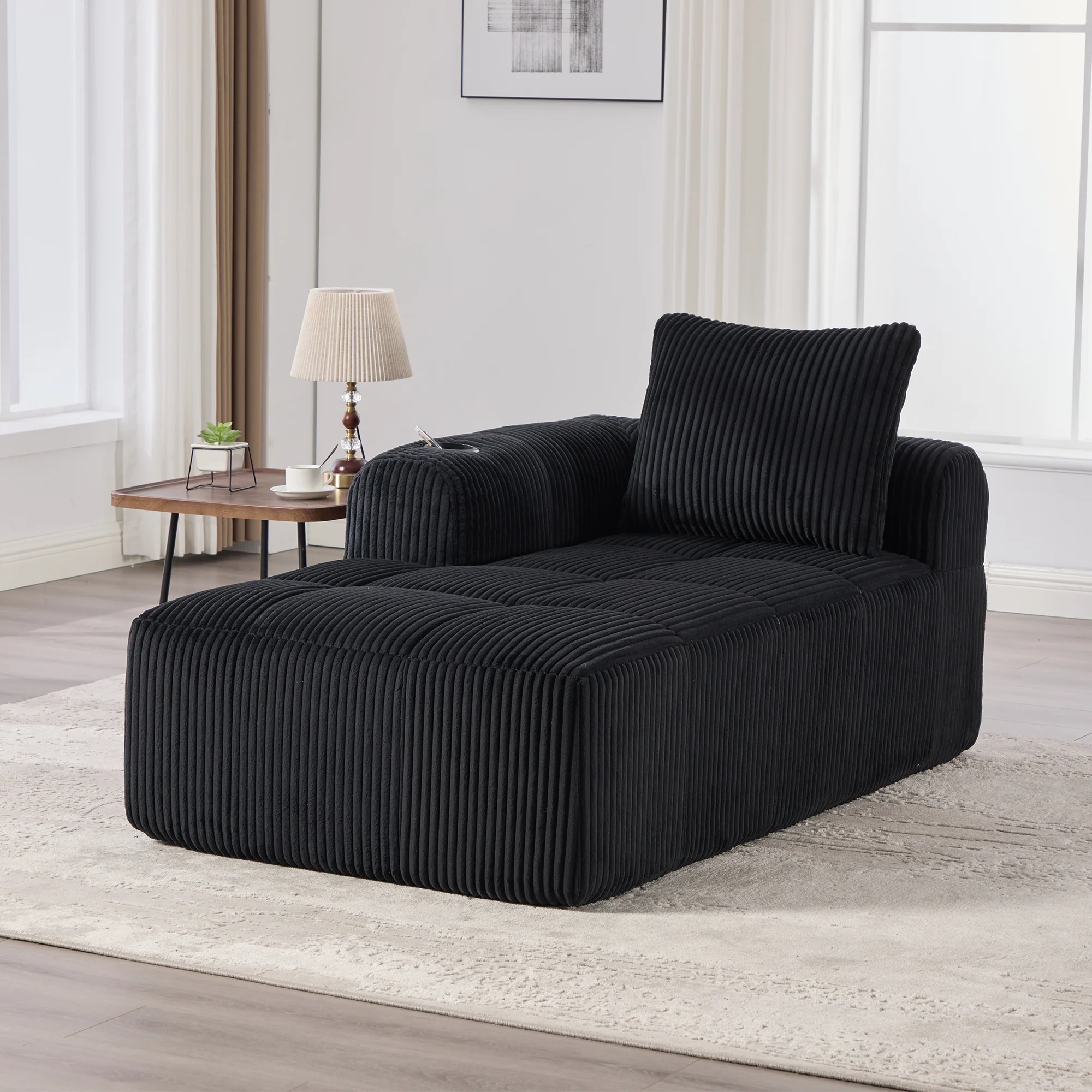 Cozy Recliner Sofa, No Assembly, Side Pocket, Drink Holder - Corduroy - Image 9