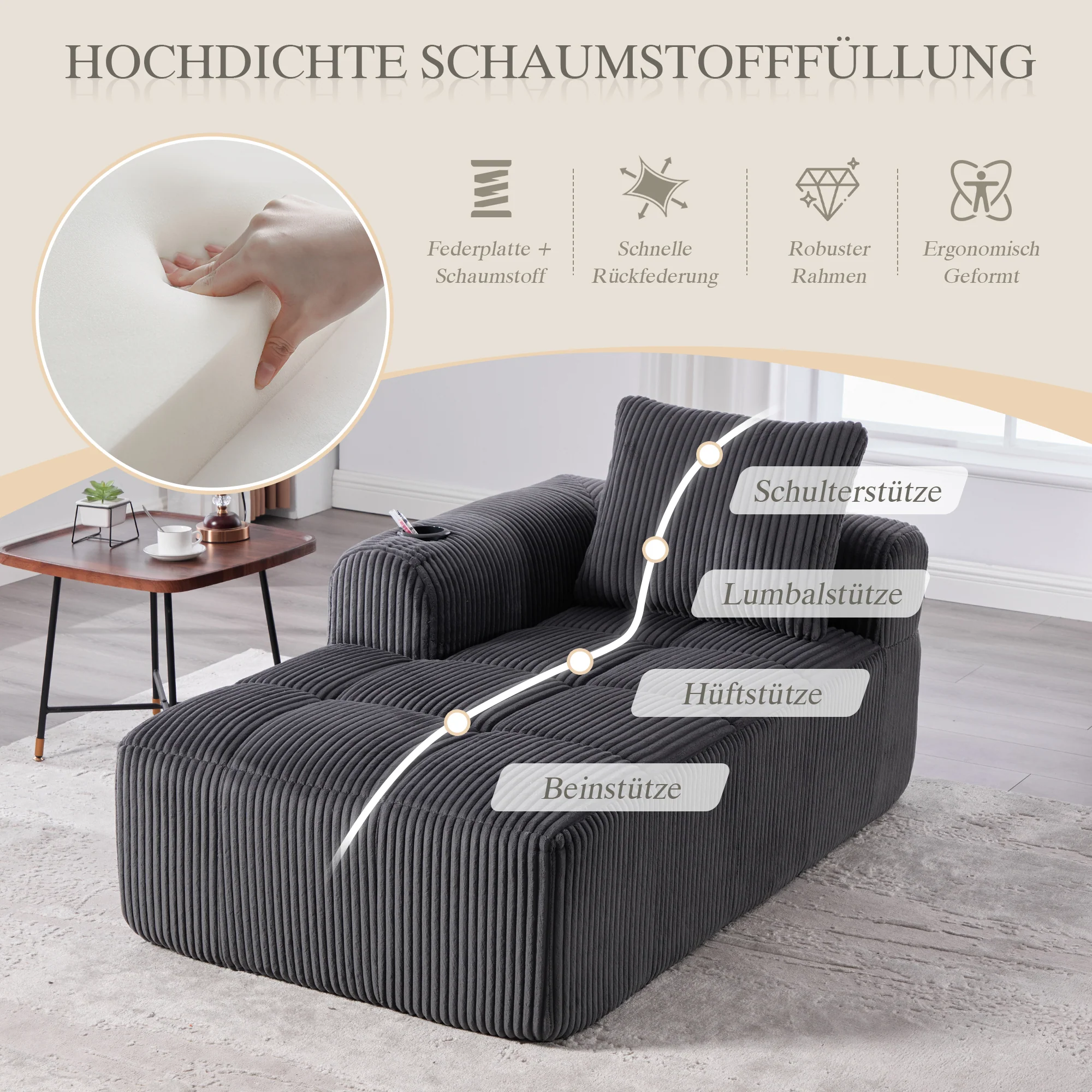 Cozy Recliner Sofa Side Pocket Drink Holder - Corduroy - Image 4