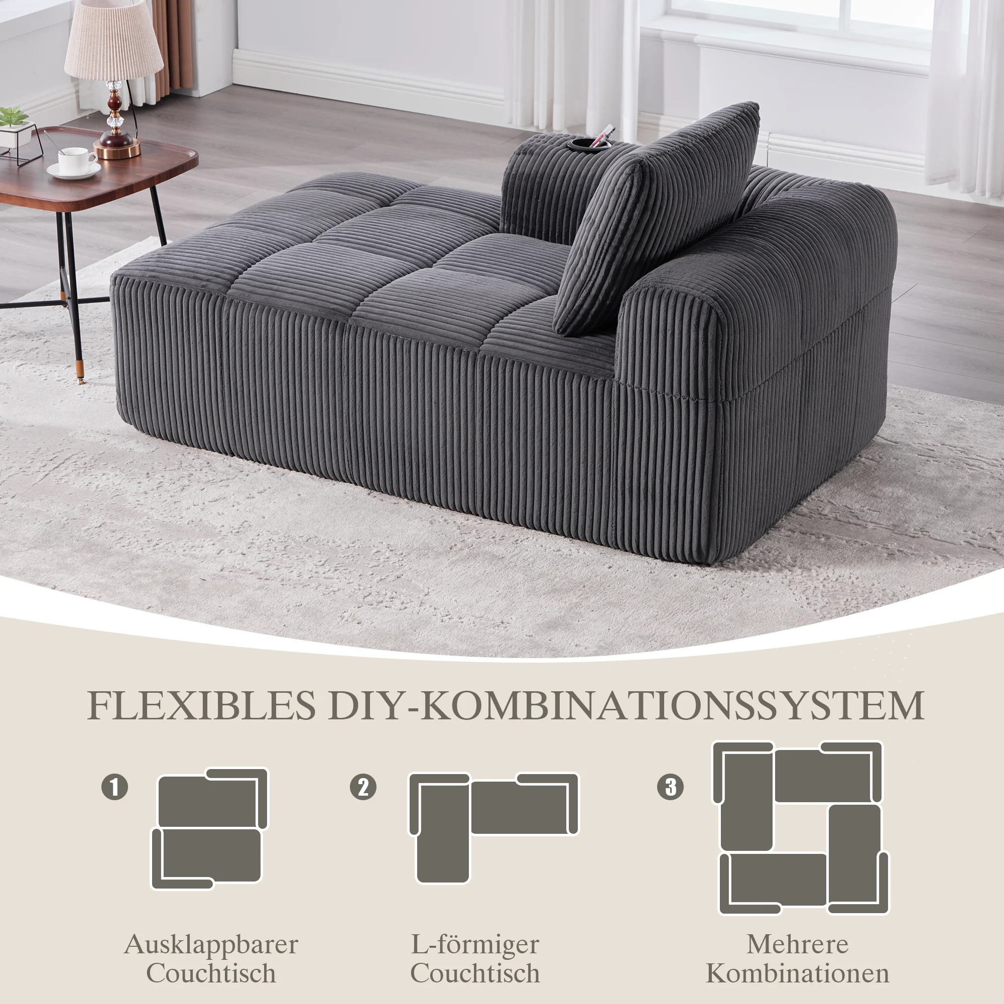 Cozy Recliner Sofa Side Pocket Drink Holder - Corduroy - Image 7