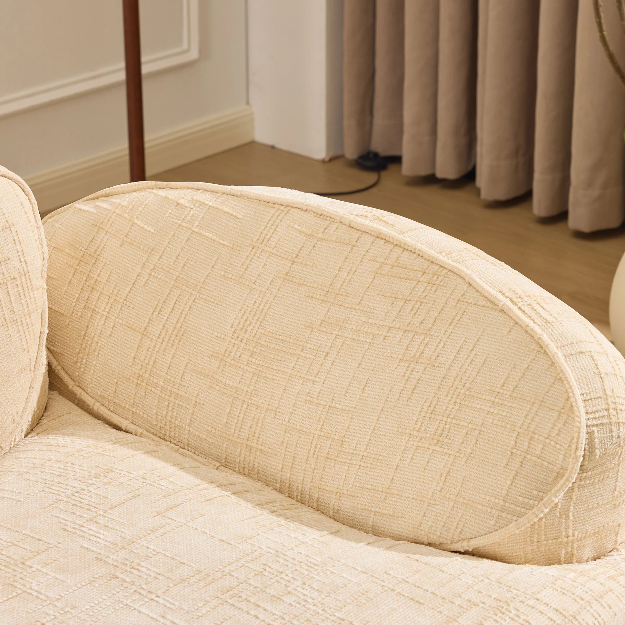 Curved Compression Sofa 2-Seater Armrests & Cushions - Beige - Image 8