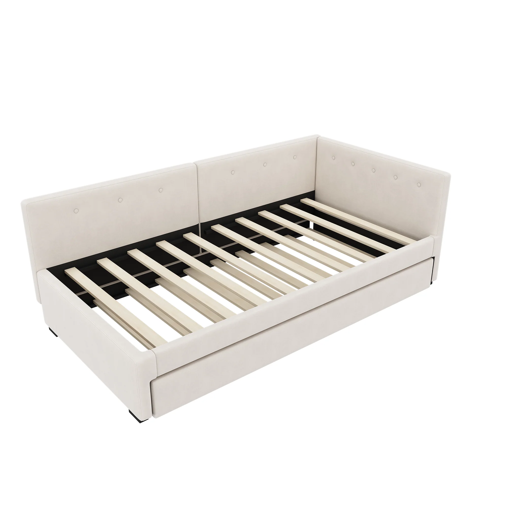 Daybed 90x200cm Rollaway Bed Minimalist Style - Beige - Image 10