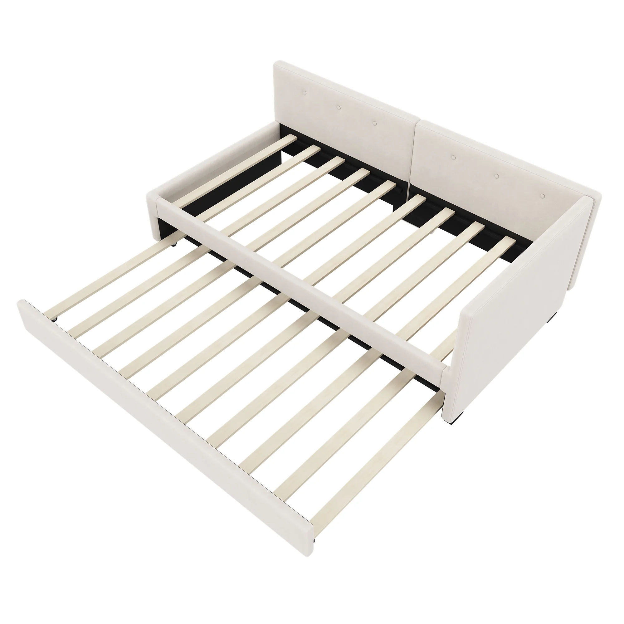 Daybed 90x200cm Rollaway Bed Minimalist Style - Beige - Image 9