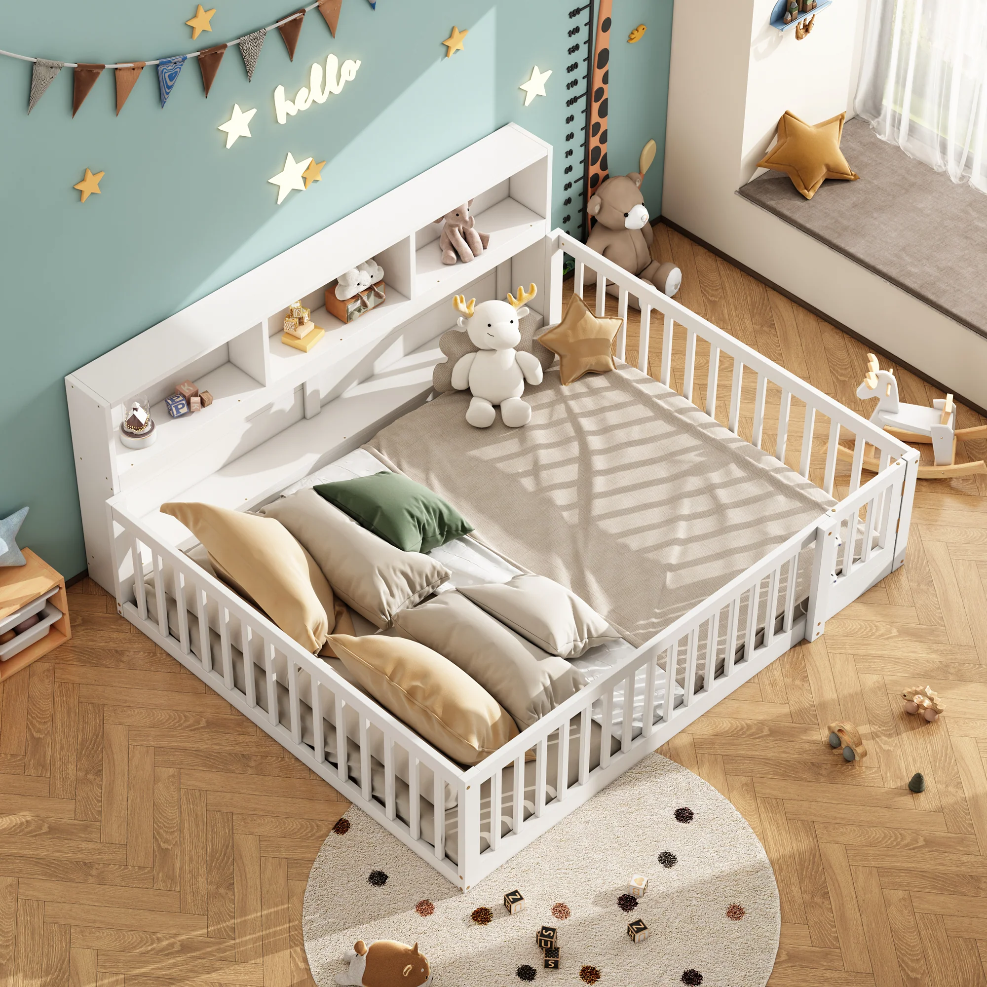 Daybed Sofa Bed 140x200cm Storage Compartment Slatted Base Pine Wood White - Image 6