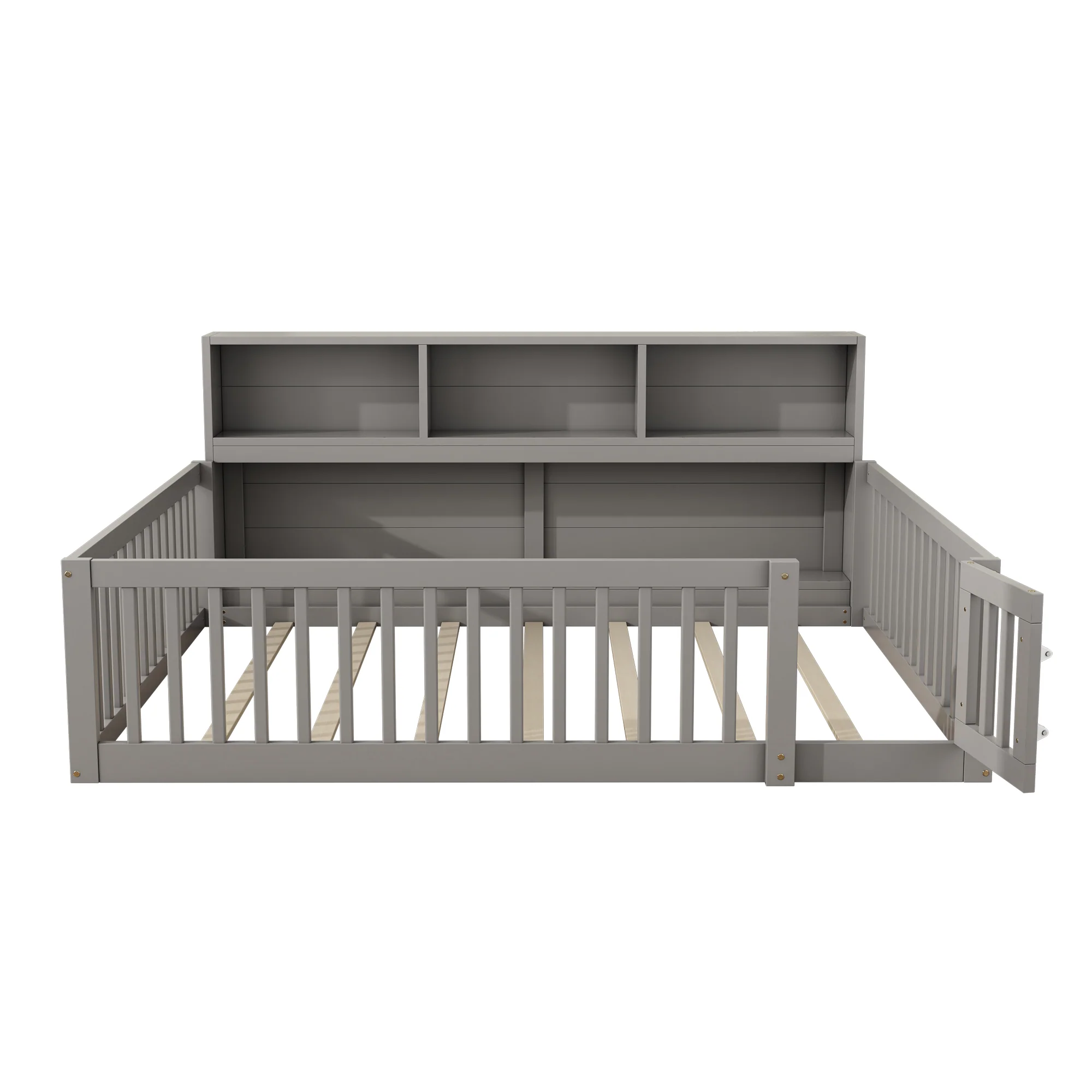 Daybed Sofa Bed 140x200cm with Bedside Storage Railing, Grey Pine Wood - Image 10