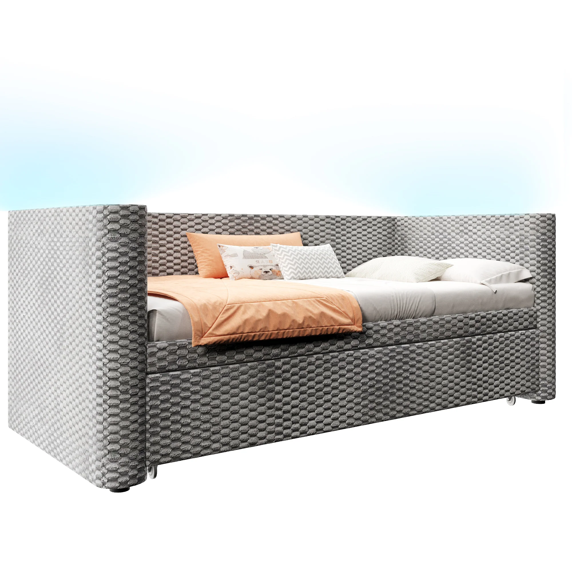 Daybed Sofa Bed 90x200/180x200cm Pull-out Multifunctional LED - Velvet Grey - Image 9