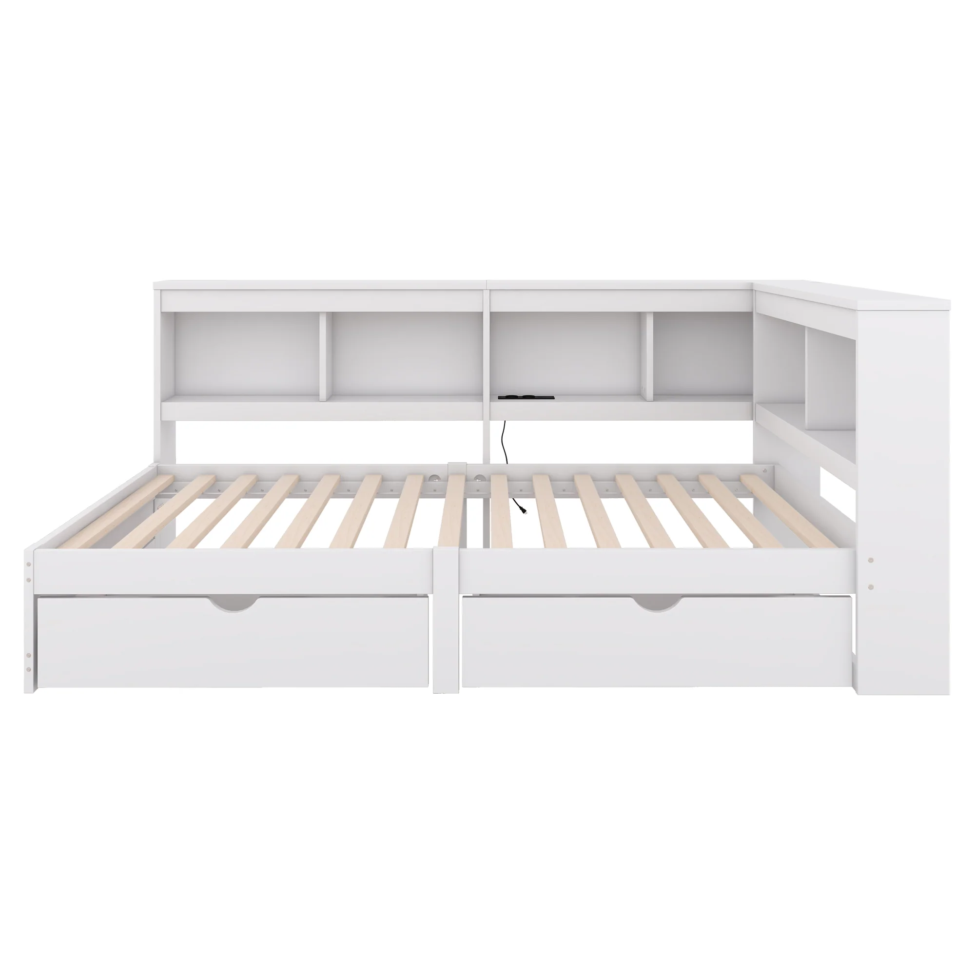 Daybed Sofa Bed 90x200cm 2 Drawers Power Outlet USB - White Chipboard - Image 10
