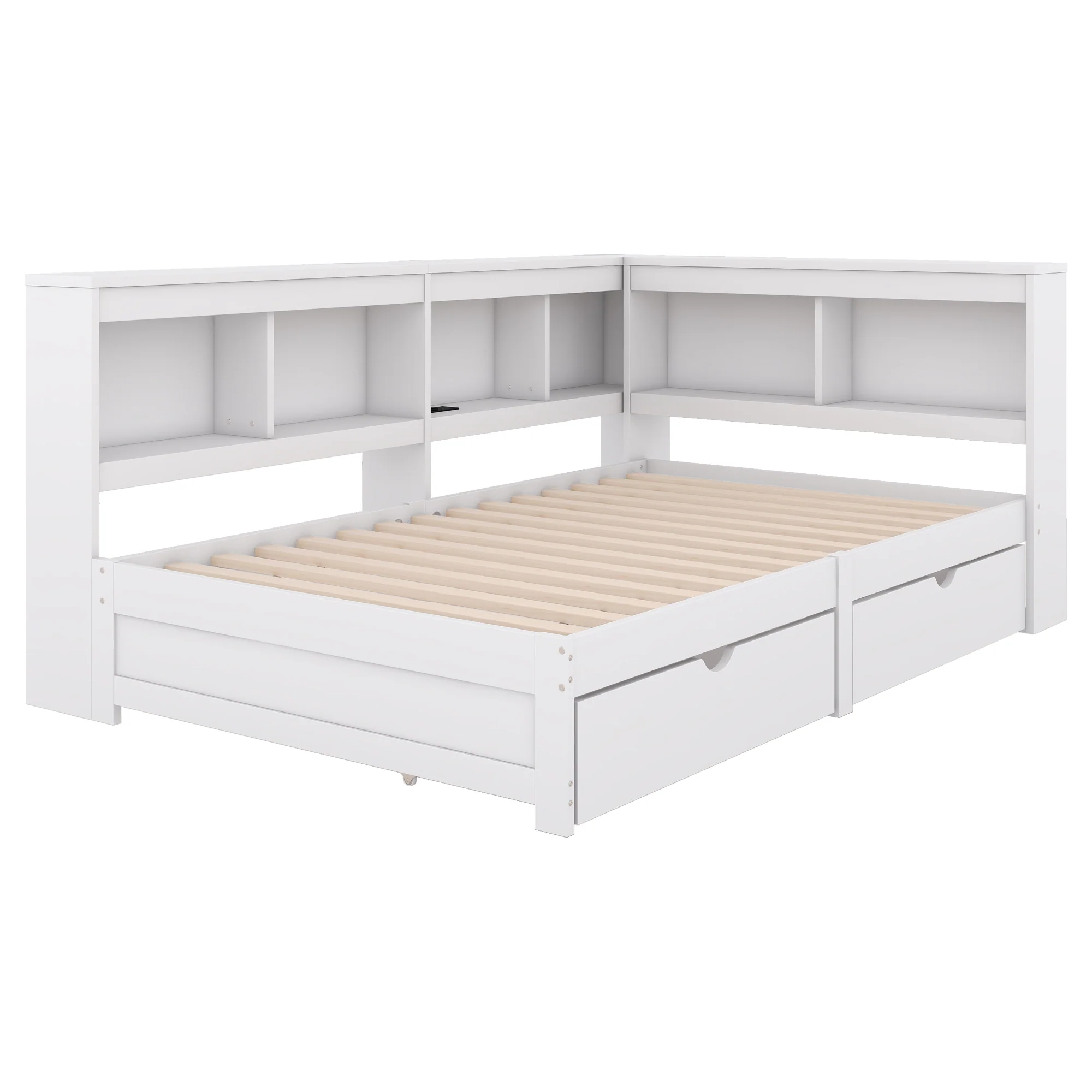Daybed Sofa Bed 90x200cm 2 Drawers Power Outlet USB - White Chipboard - Image 9