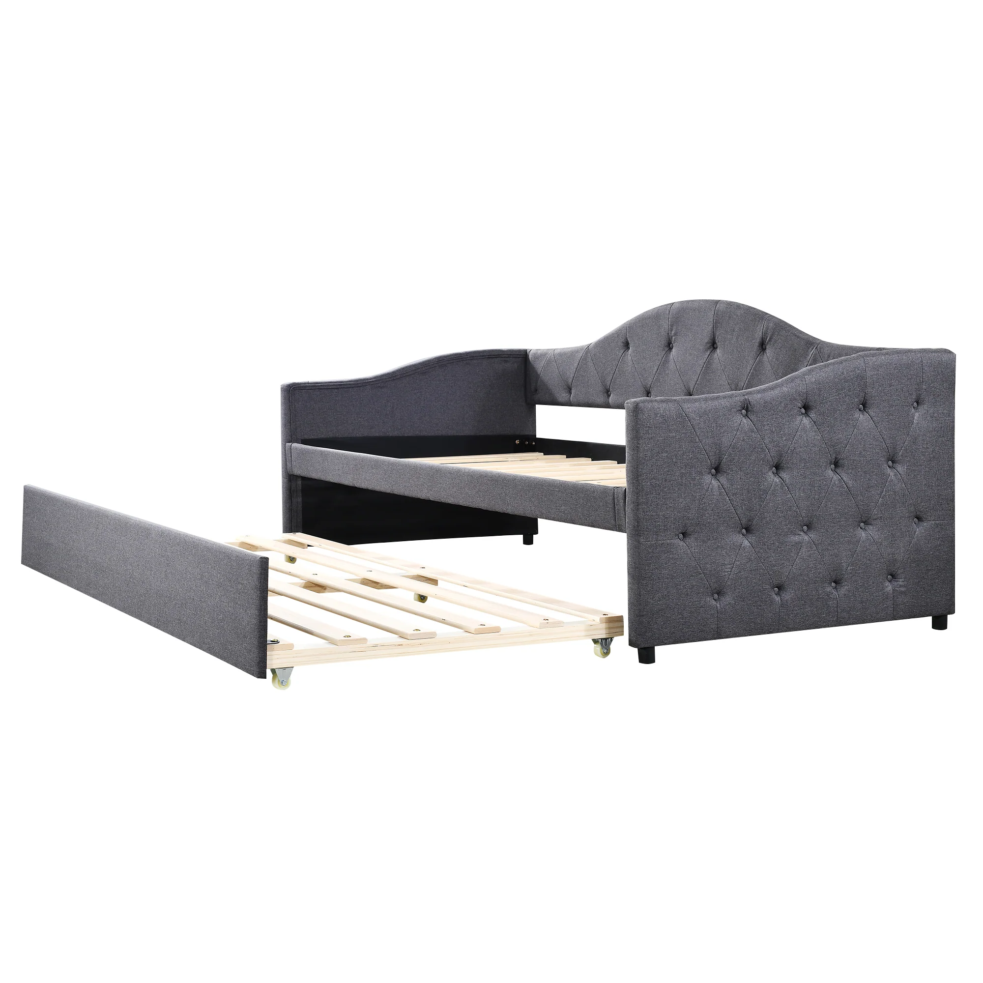 Daybed Sofa Bed 90x200cm Pull-out Bed Minimalist - Linen Grey - Image 9