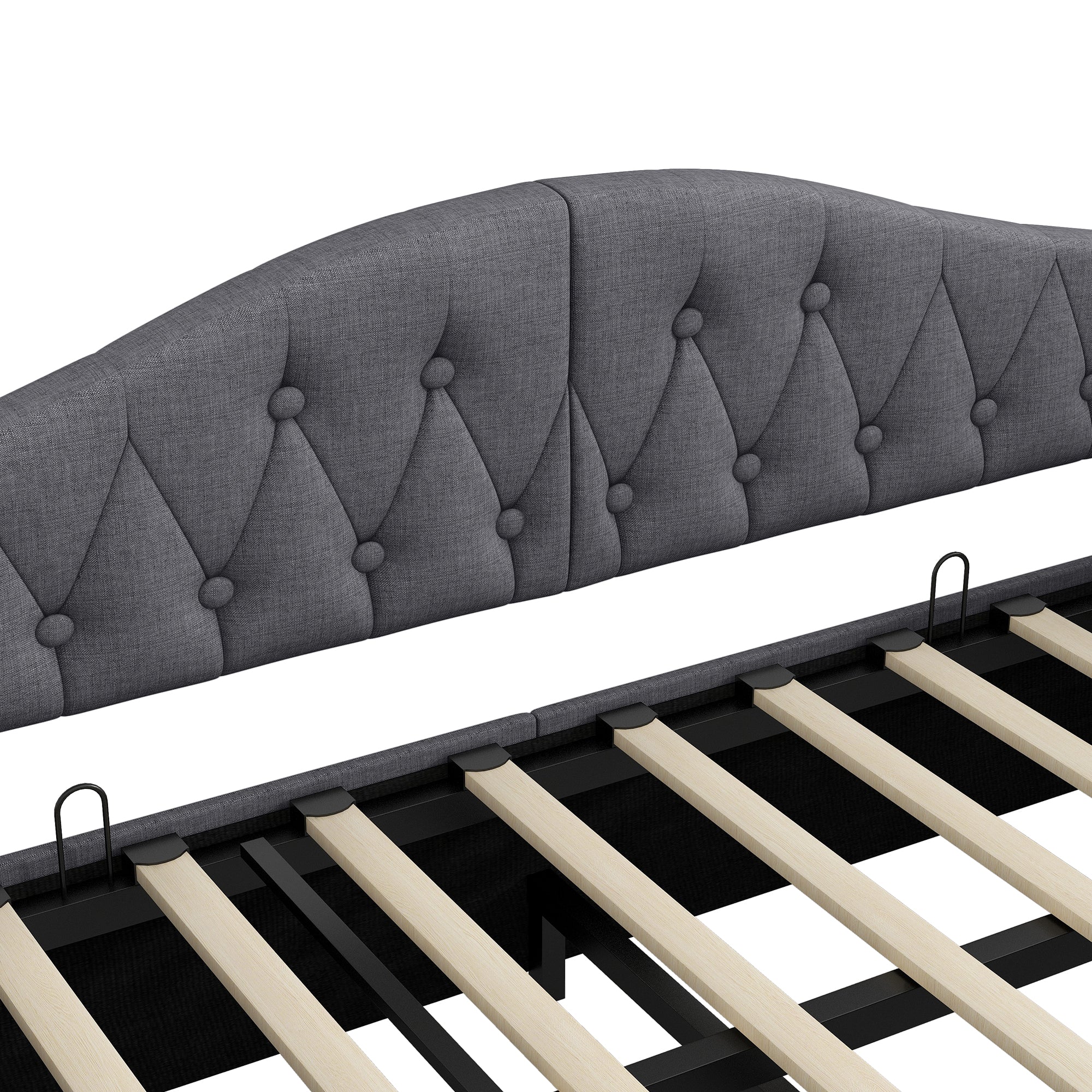 Daybed Upholstered 90x200 LED Storage - Grey - Image 10