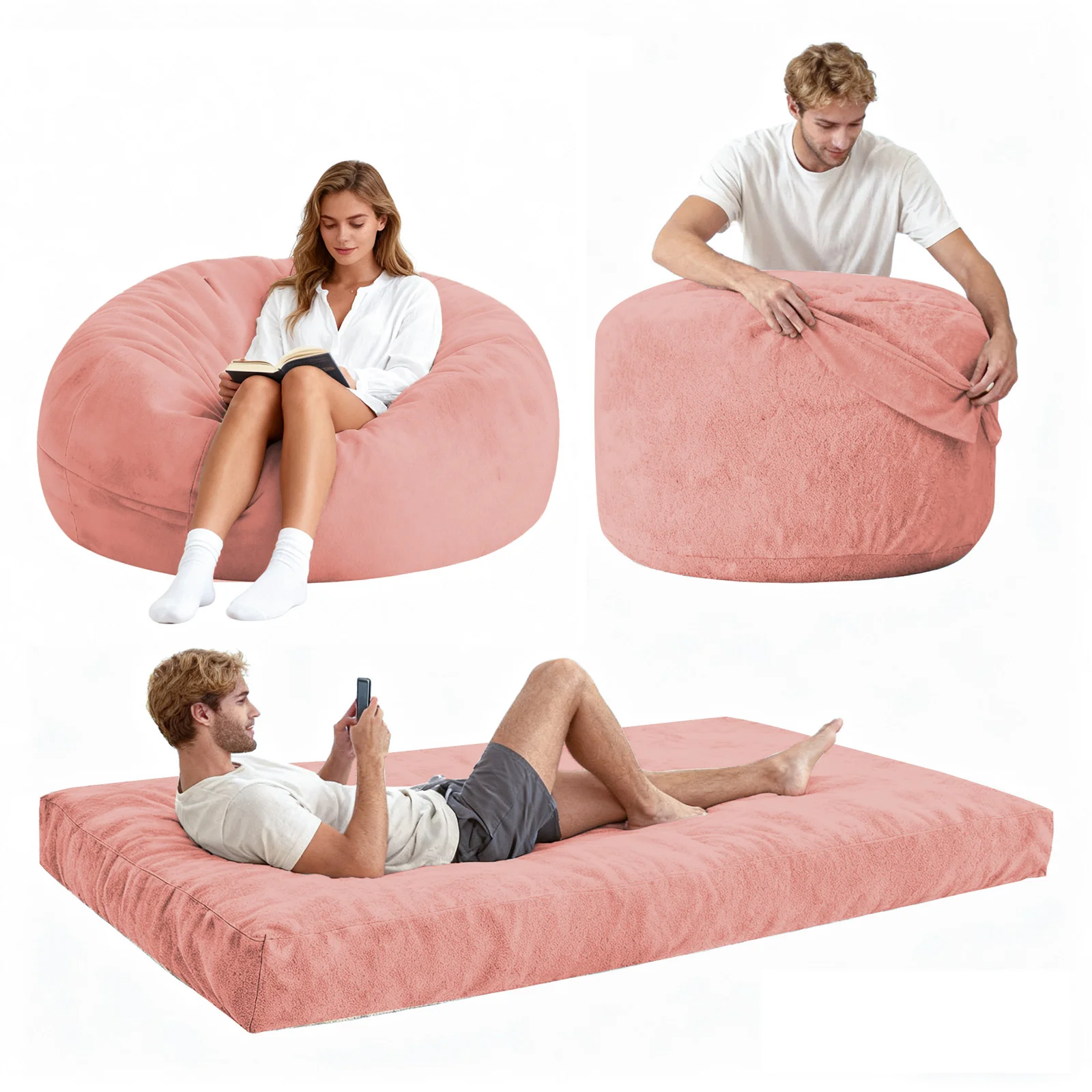 DBC-FENSE Convertible Bean Bag Chair Bed 2-in-1 Lounge Solution - Image 6
