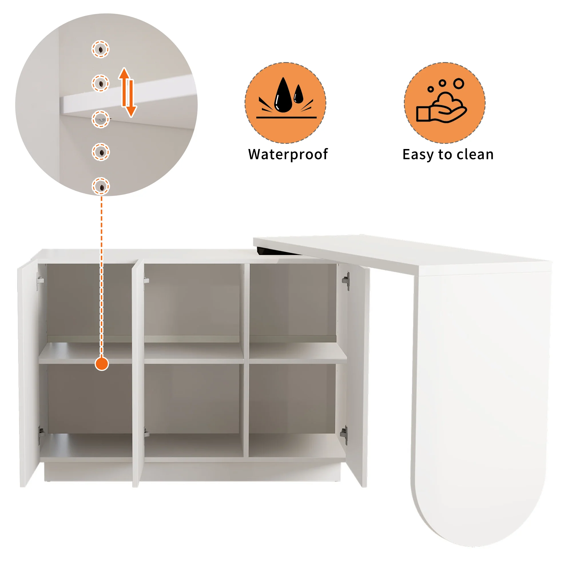 Desk, Rotating L-Shaped Corner, 110 cm White - Image 10