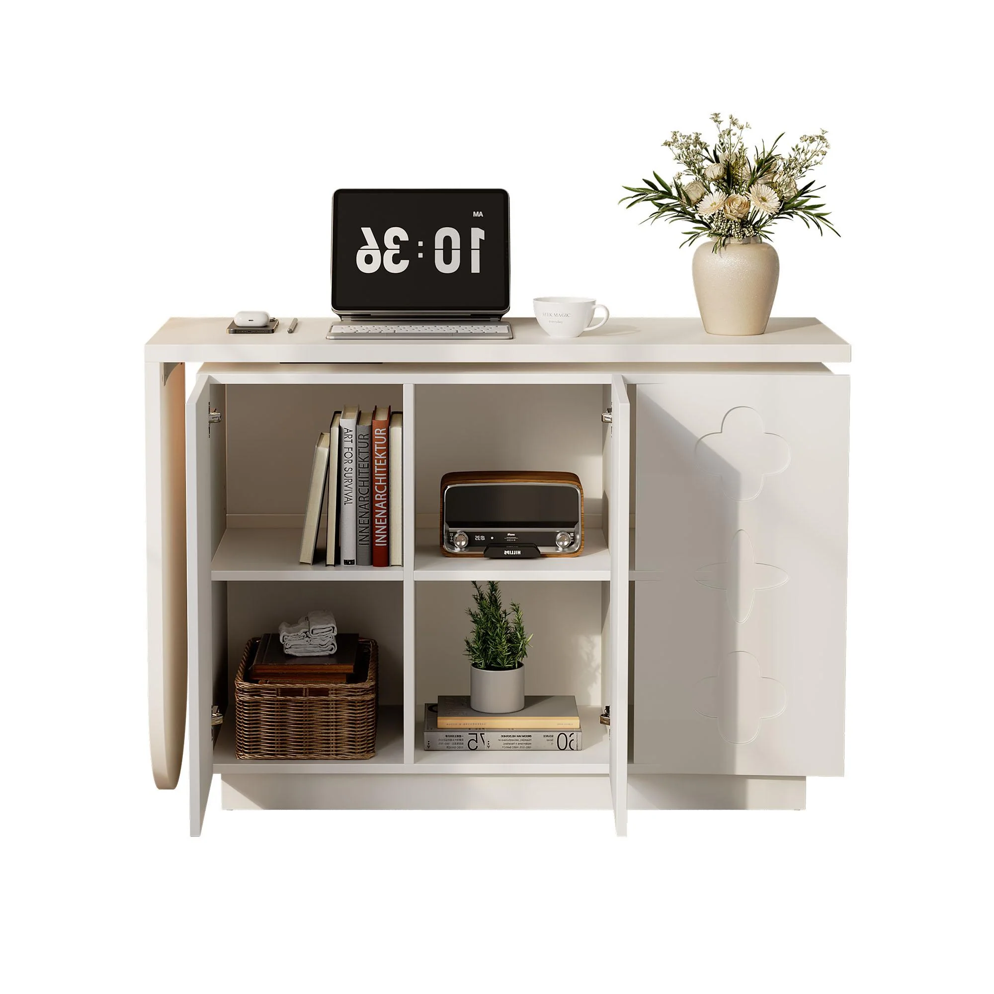 Desk, Rotating L-Shaped Corner, 110 cm White - Image 3