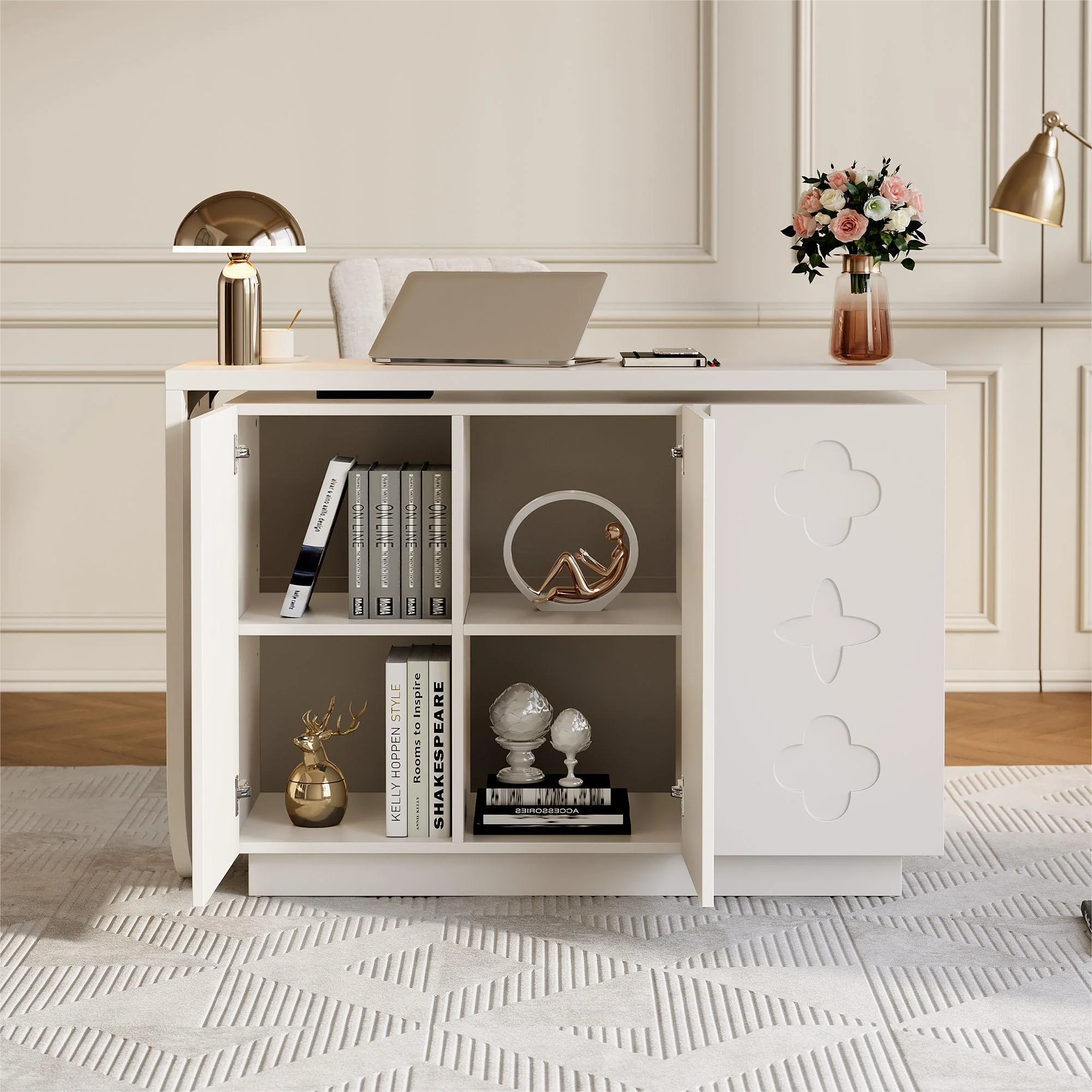 Desk, Rotating L-Shaped Corner, 110 cm White - Image 5