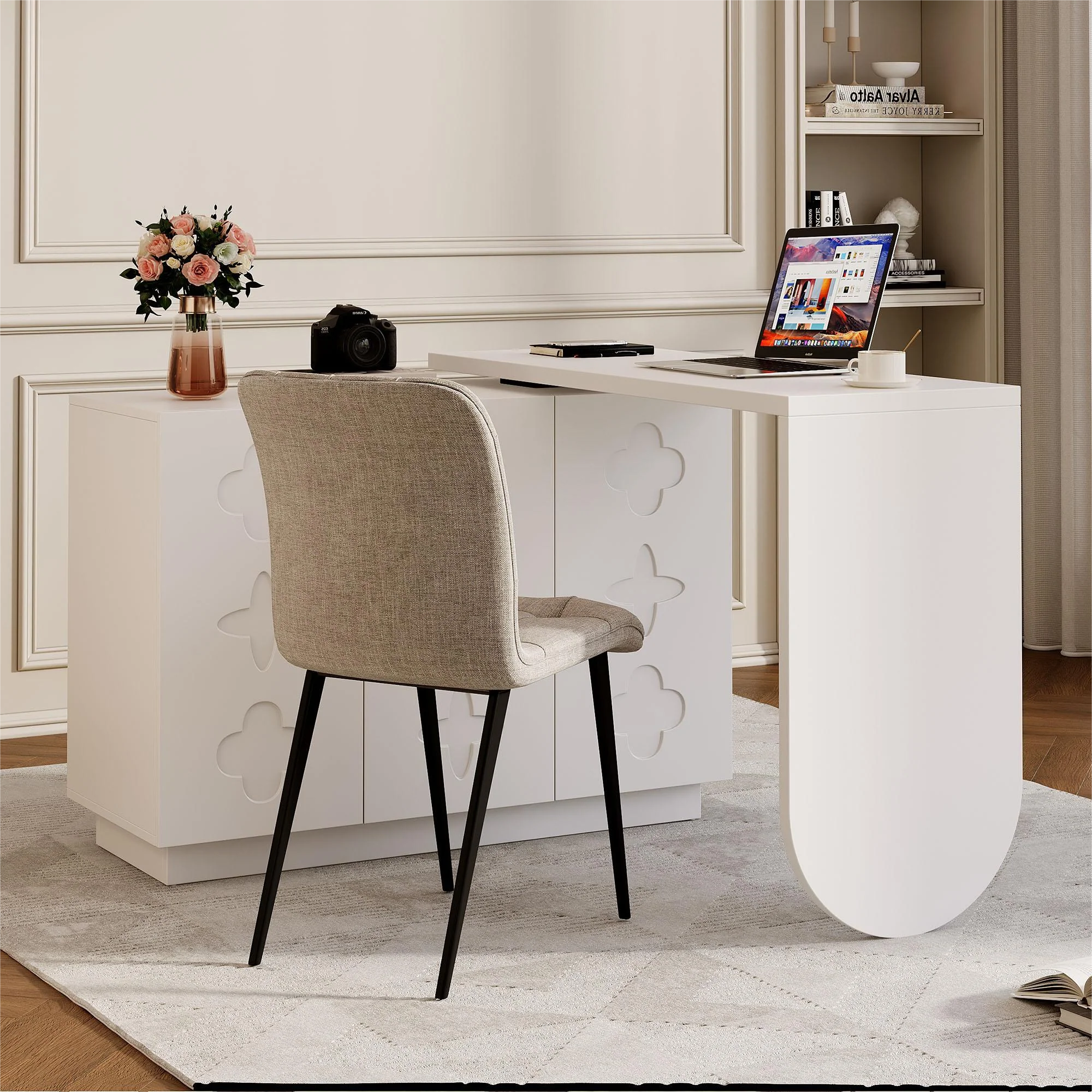 Desk, Rotating L-Shaped Corner, 110 cm White - Image 7