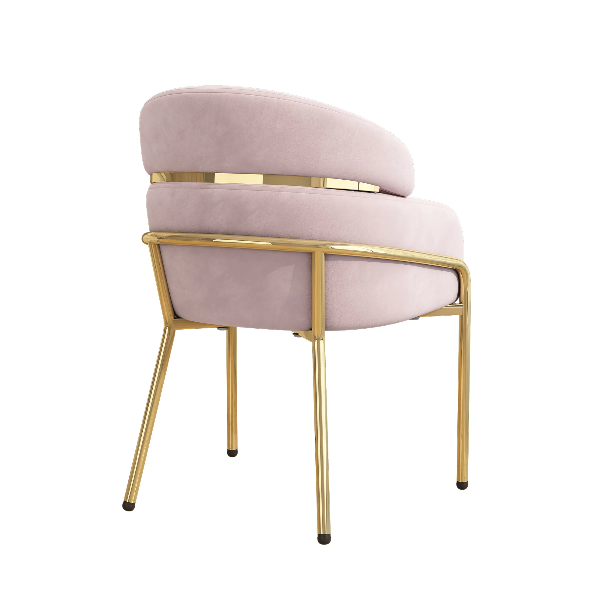Dining Chair Light Luxury Leisure Metal Legs Velvet Pink - Image 10