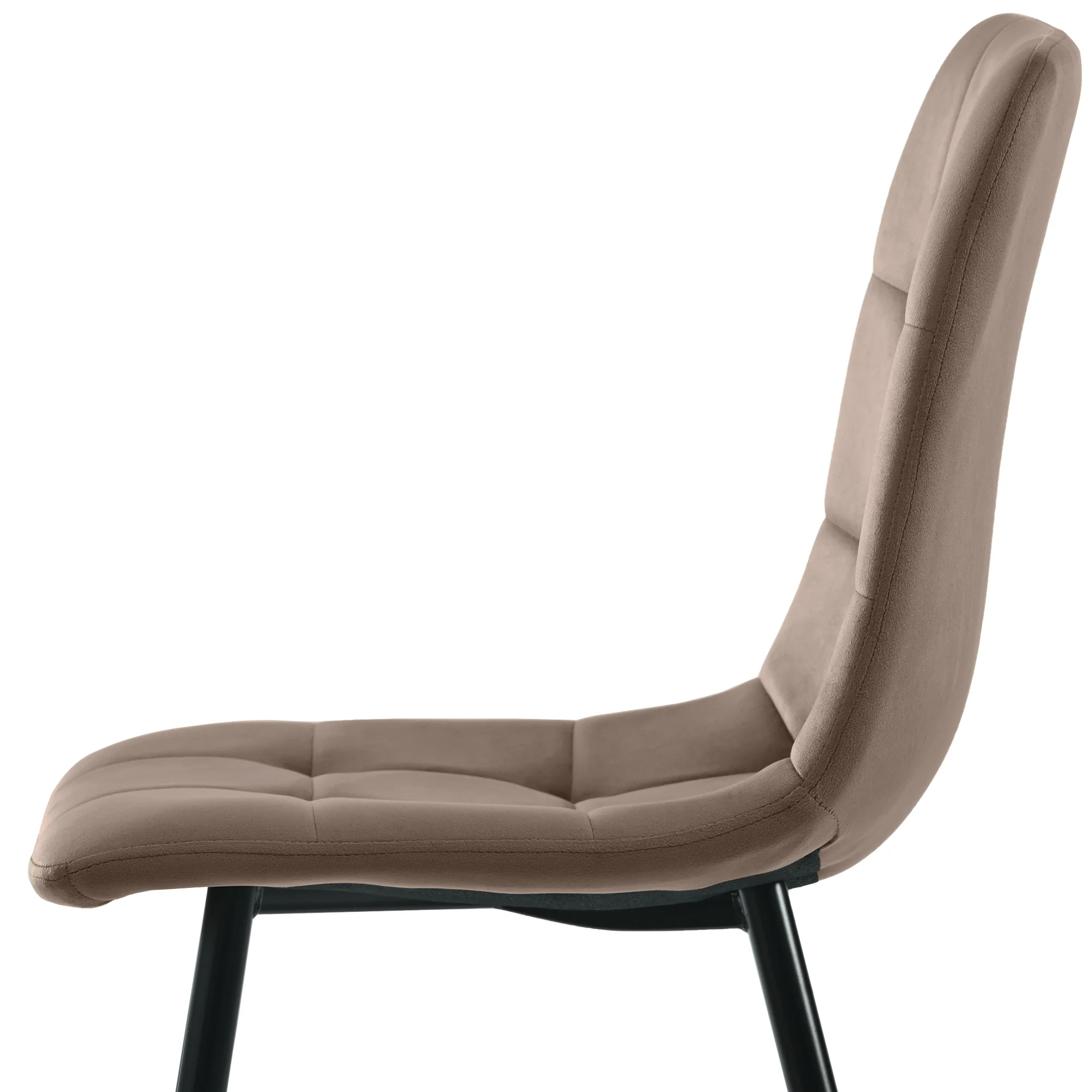 Dining Chair Set (4 Pcs) Upholstered Designer Velvet Metal Frame Brown - Image 10