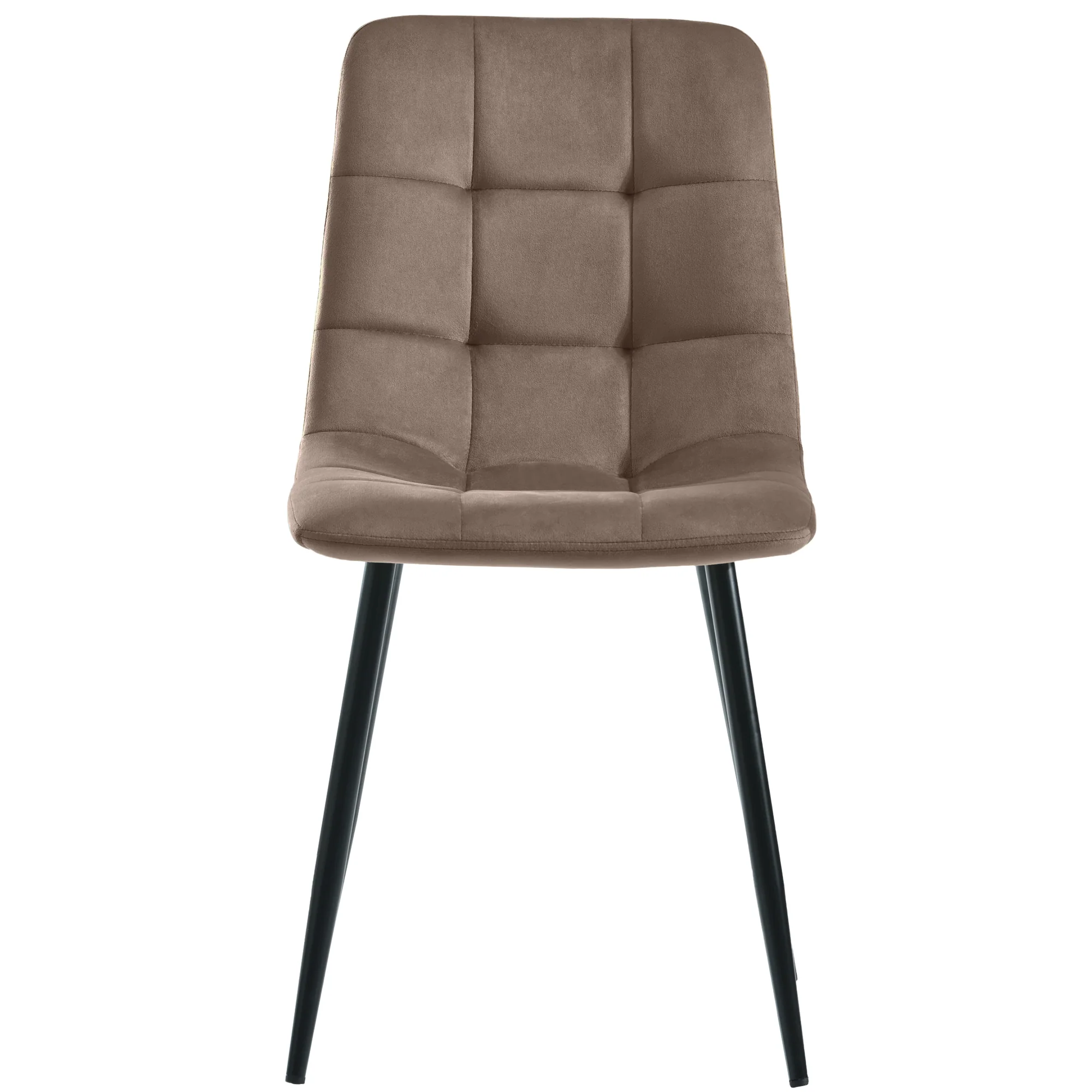 Dining Chair Set (4 Pcs) Upholstered Designer Velvet Metal Frame Brown - Image 3