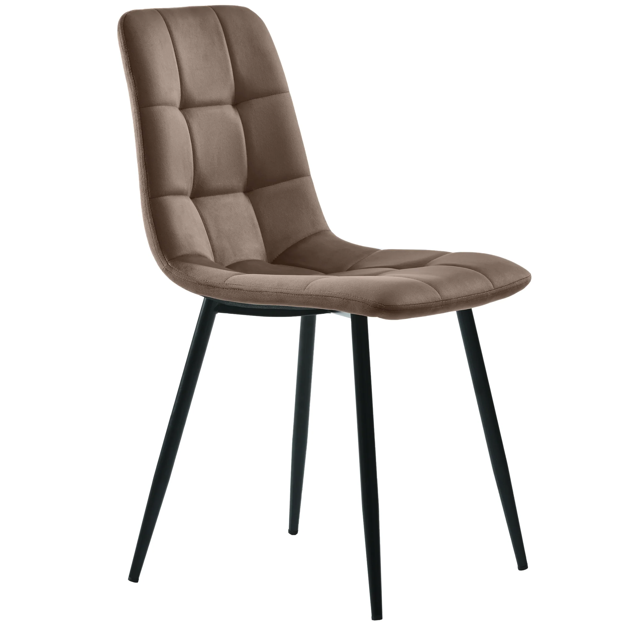 Dining Chair Set (4 Pcs) Upholstered Designer Velvet Metal Frame Brown - Image 4