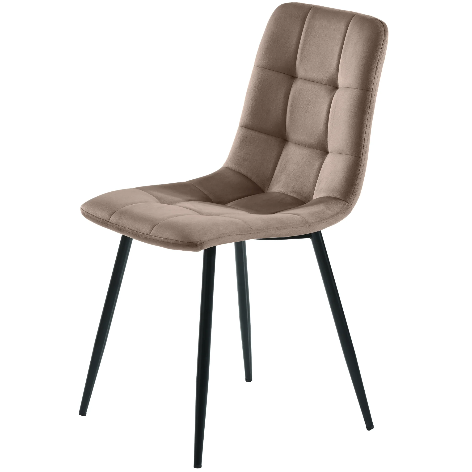 Dining Chair Set (4 Pcs) Upholstered Designer Velvet Metal Frame Brown - Image 6