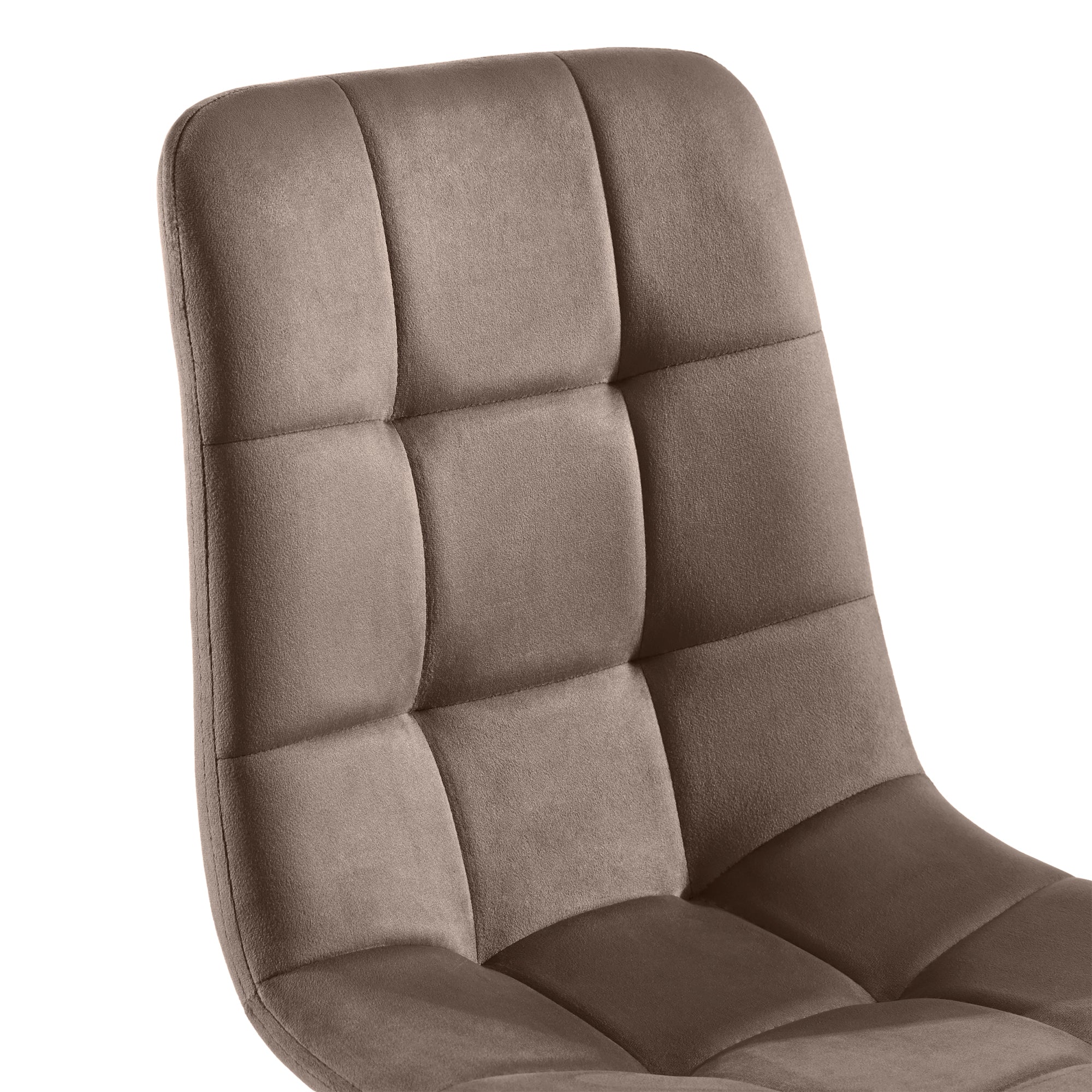 Dining Chair Set (4 Pcs) Upholstered Designer Velvet Metal Frame Brown - Image 8