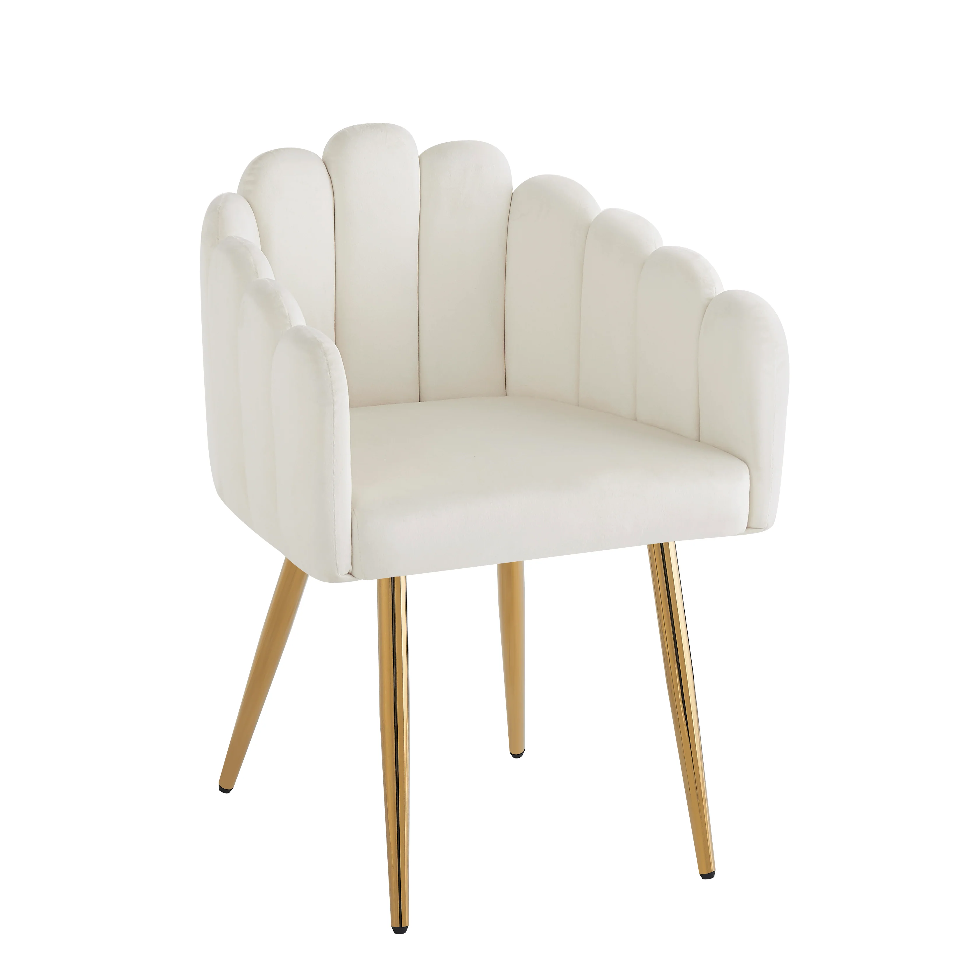 Dining Chair Set of 2 Fan-Shaped Adjustable Gold Legs - Velour Fabric - Image 10