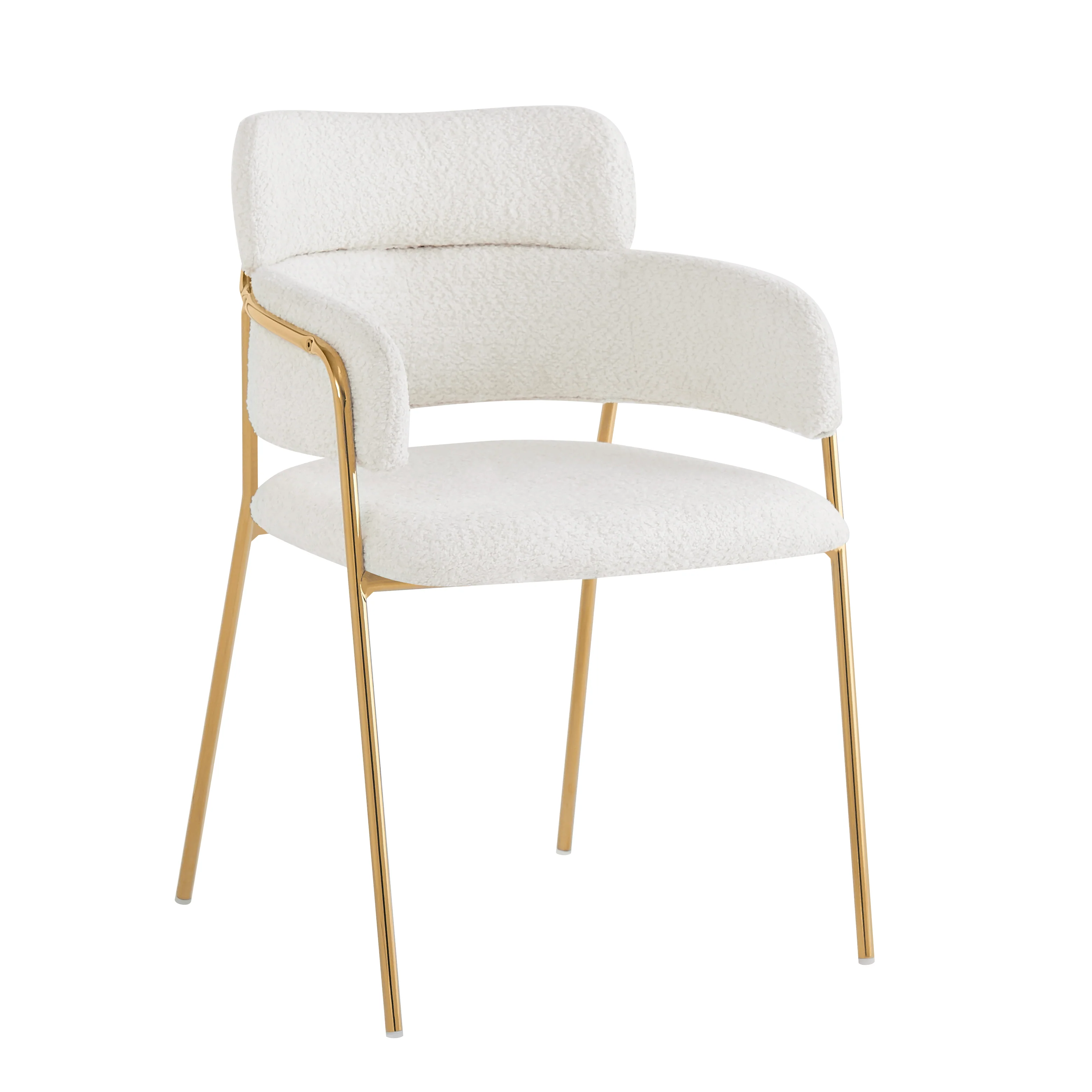 Dining Chair Set of 2 Modern Ergonomic Gold Legs - Beige - Image 10