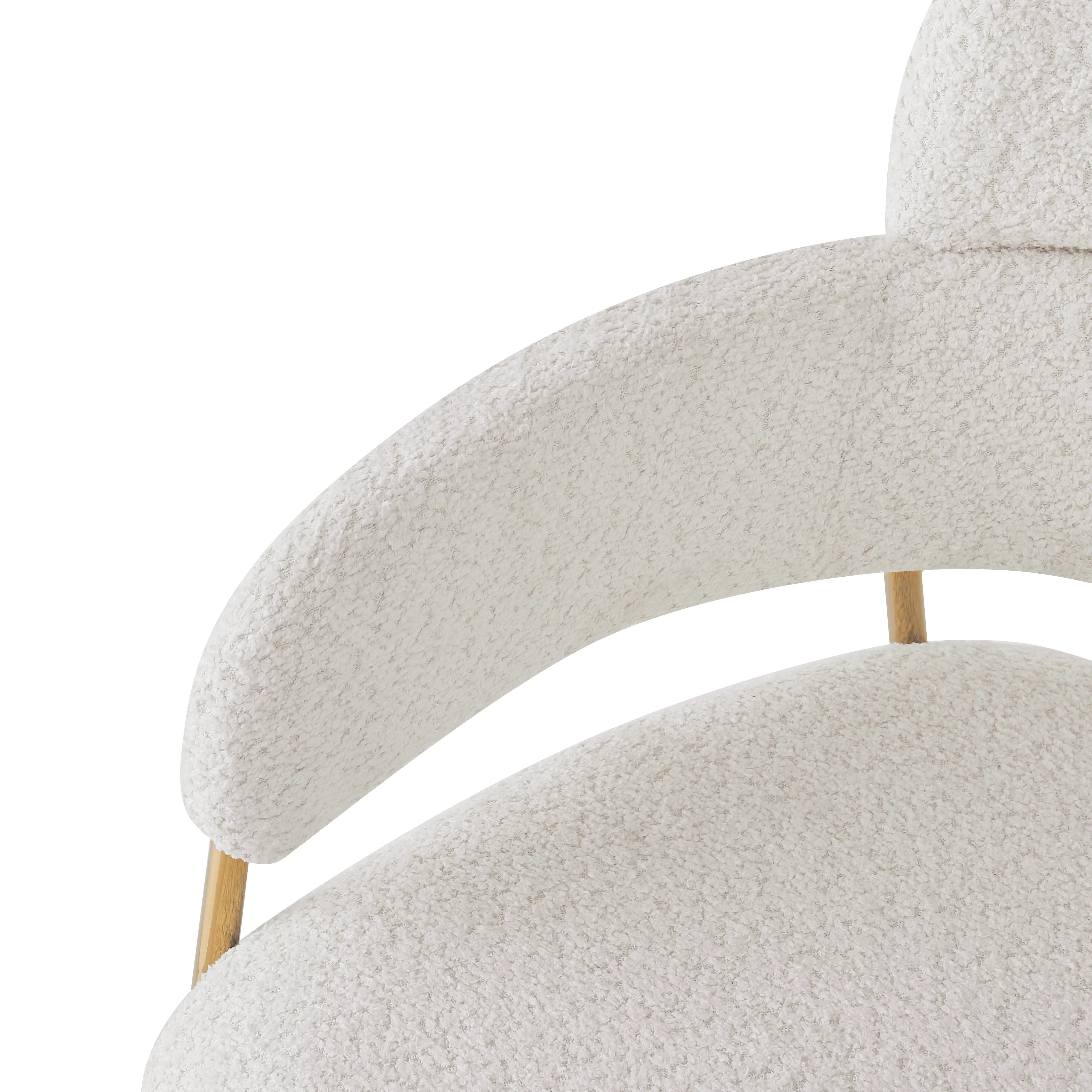 Dining Chair Set of 2 Modern Ergonomic Gold Legs - Beige - Image 4