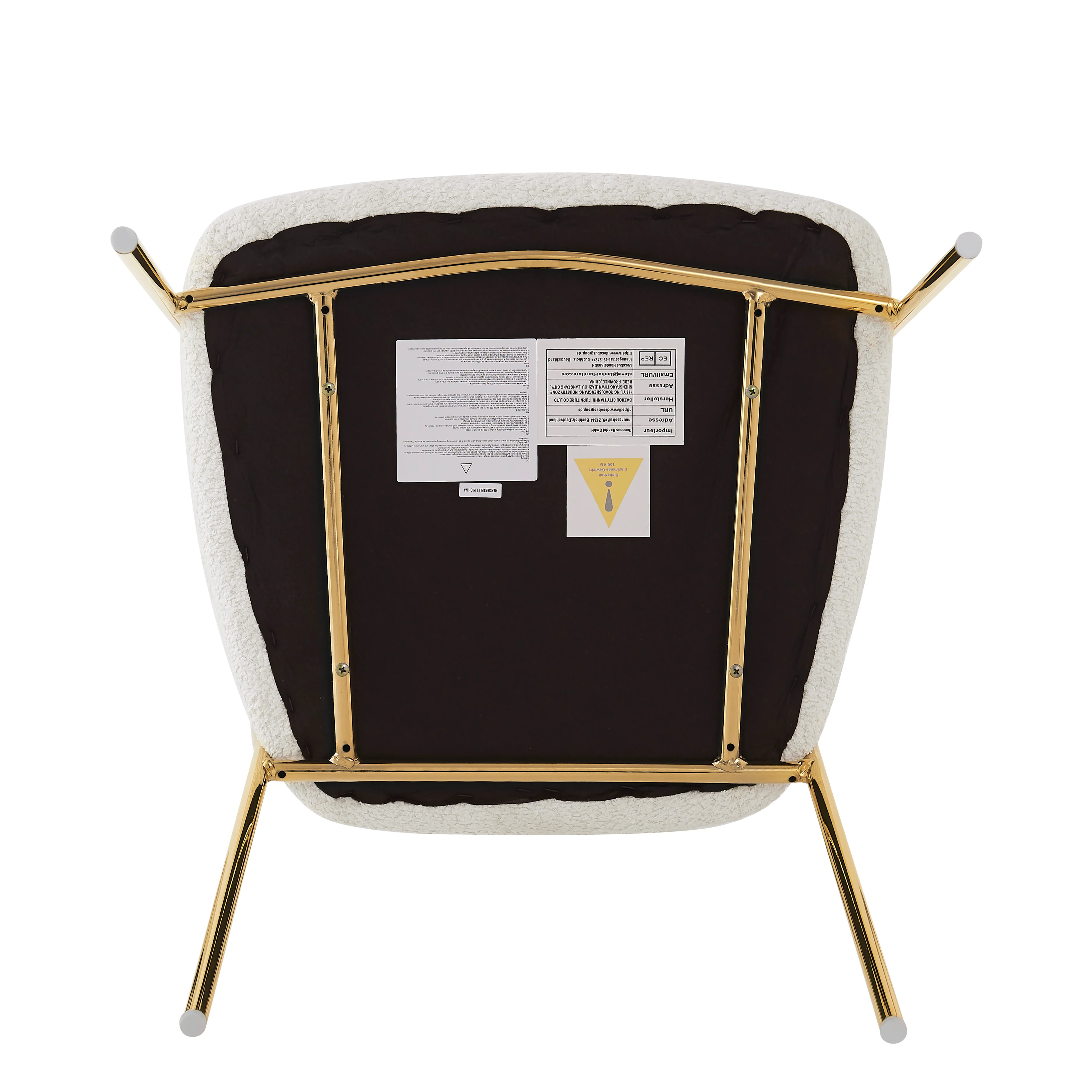 Dining Chair Set of 2 Modern Ergonomic Gold Legs - Beige - Image 5