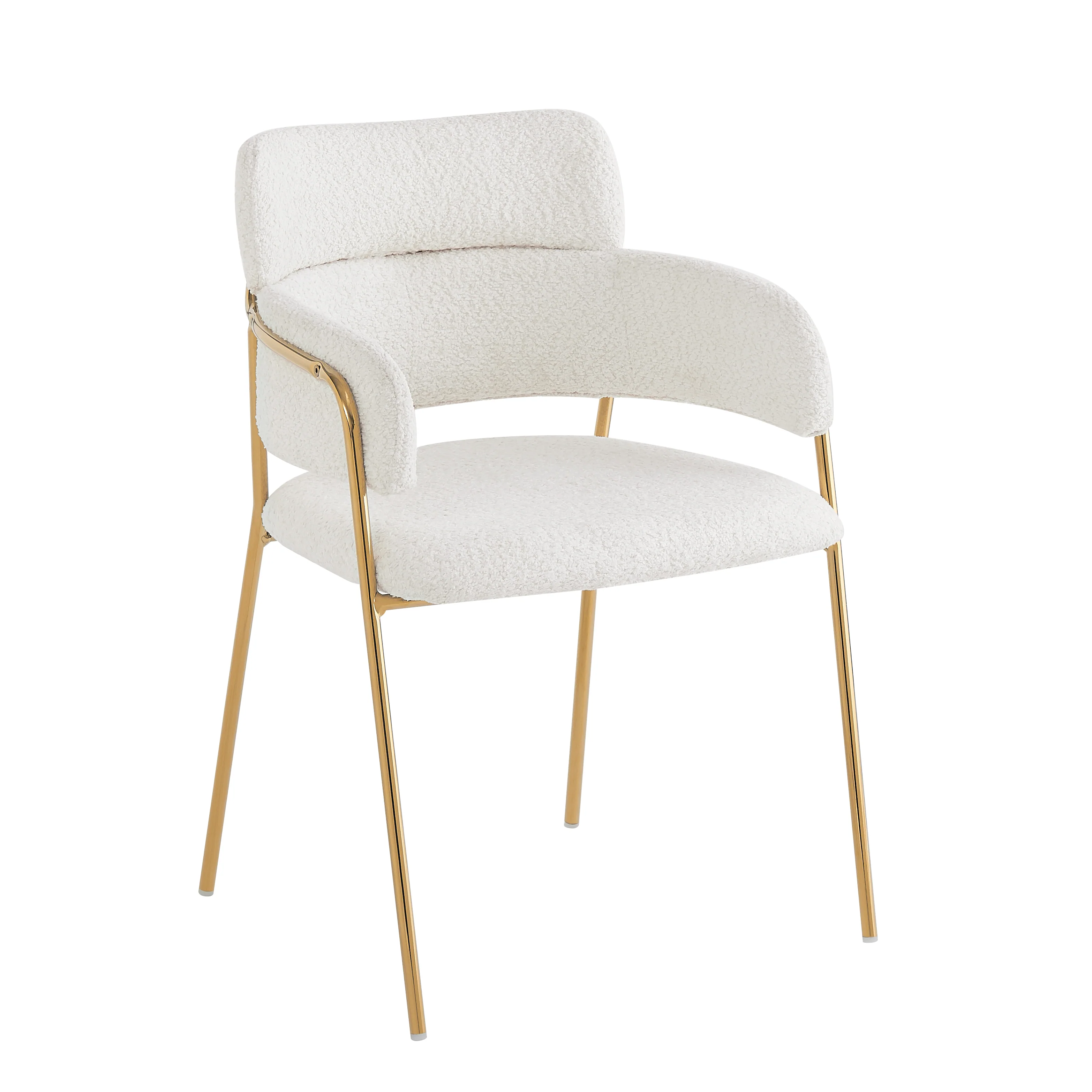 Dining Chair Set of 2 Modern Ergonomic Gold Legs - Beige - Image 8