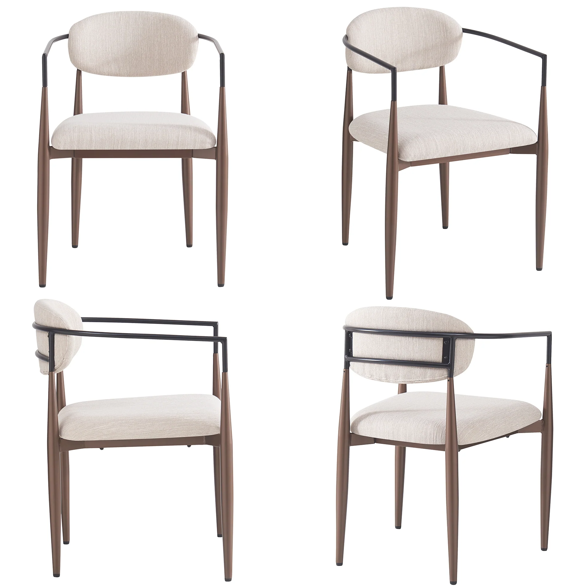 Dining Chair Set of 4 Modern Ergonomic Adjustable Legs - Linen Fabric - Image 4