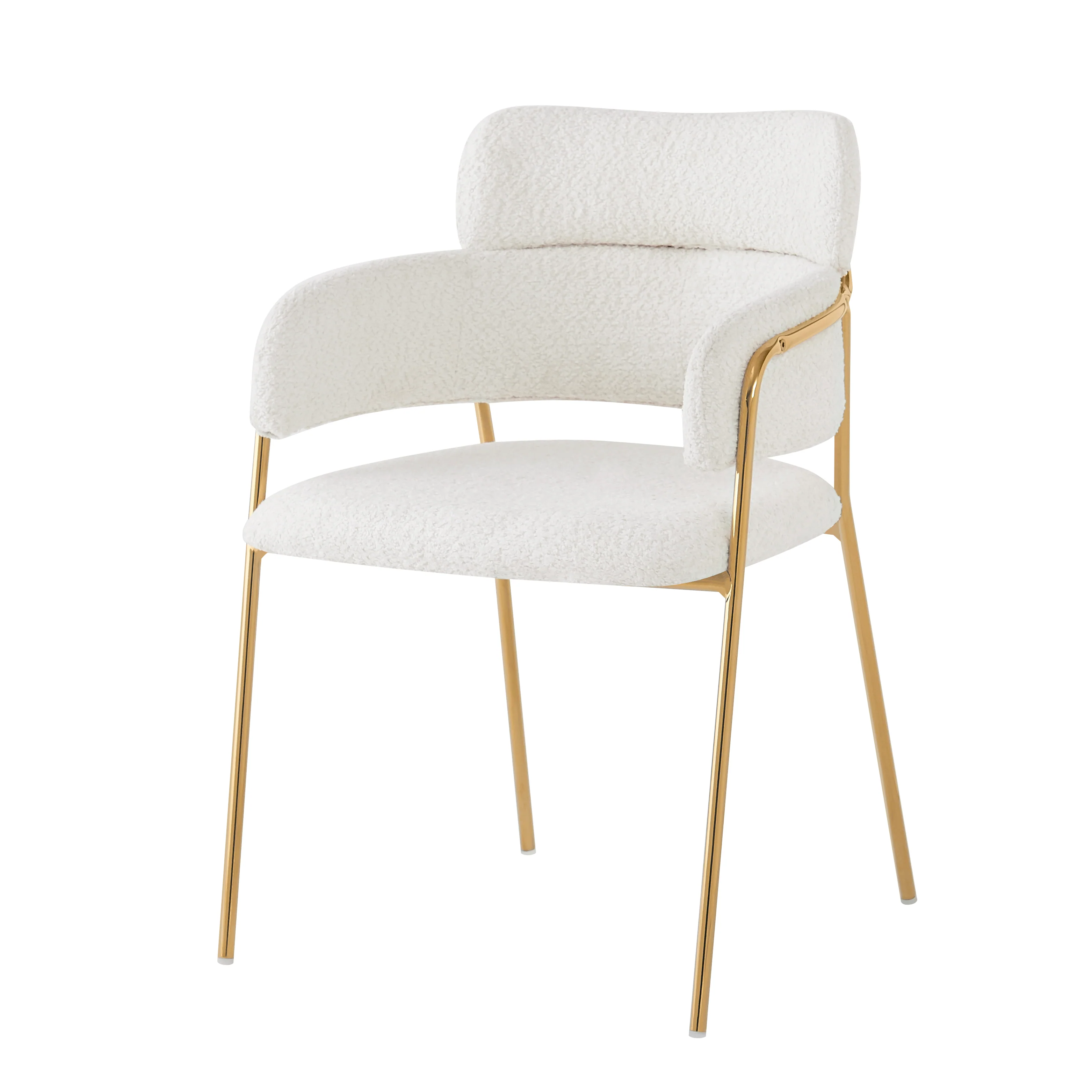 Dining Chair Set of 4 Modern Ergonomic Gold Legs - Beige - Image 9