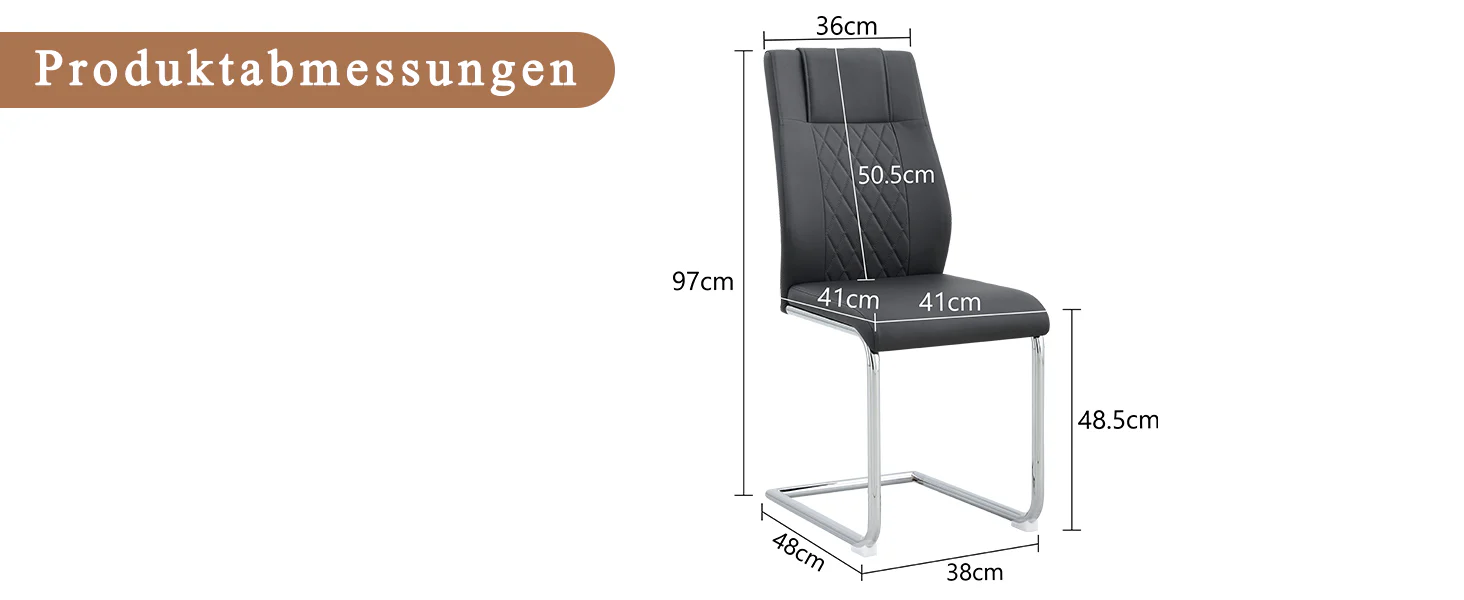 Dining Chair Set of 4 Nordic Style Mesh Stitching Silver Metal Legs Black PU - Image 8