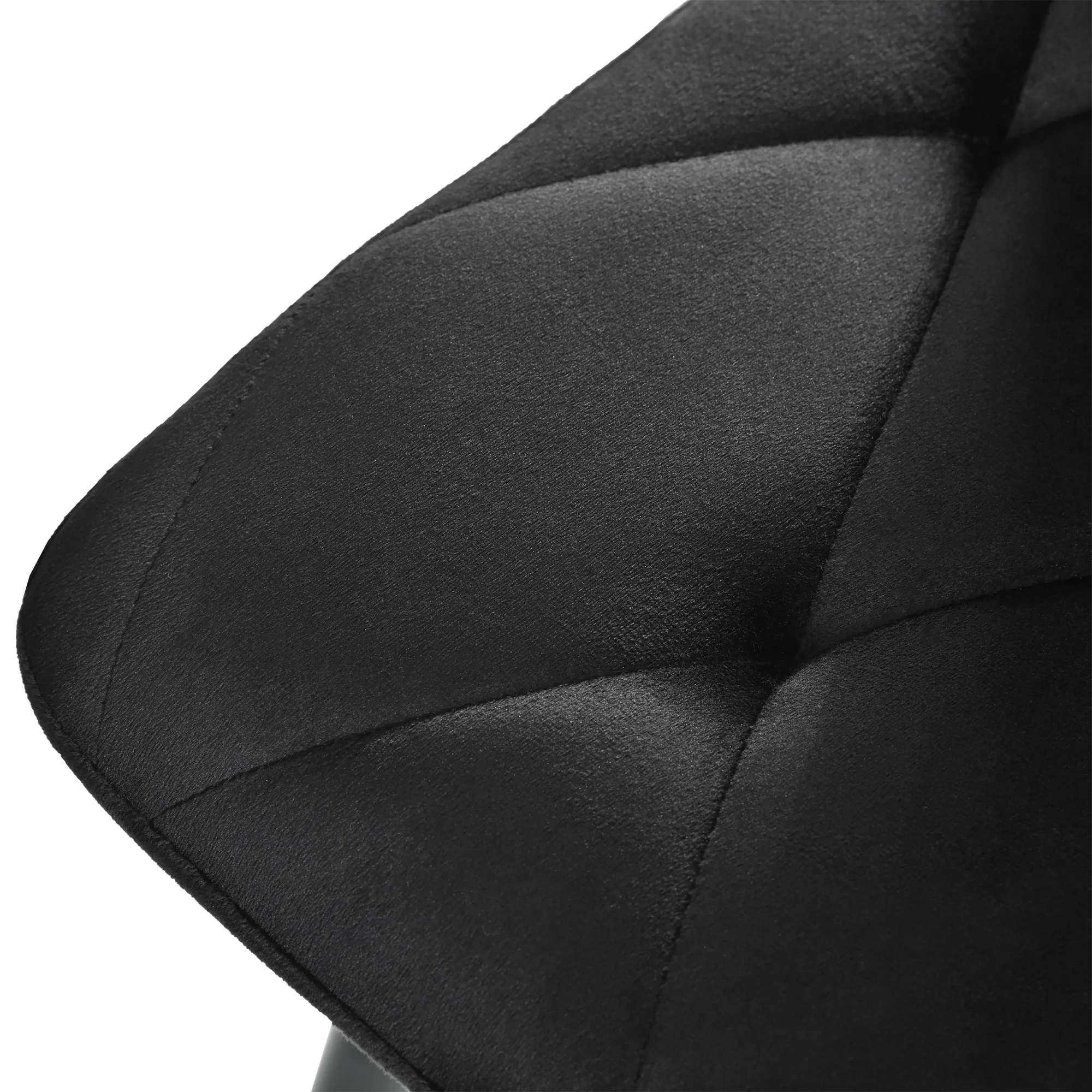 Dining Chair Set of 4 - Upholstered Designer Backrest Metal Frame - Twill Velvet Black - Image 4