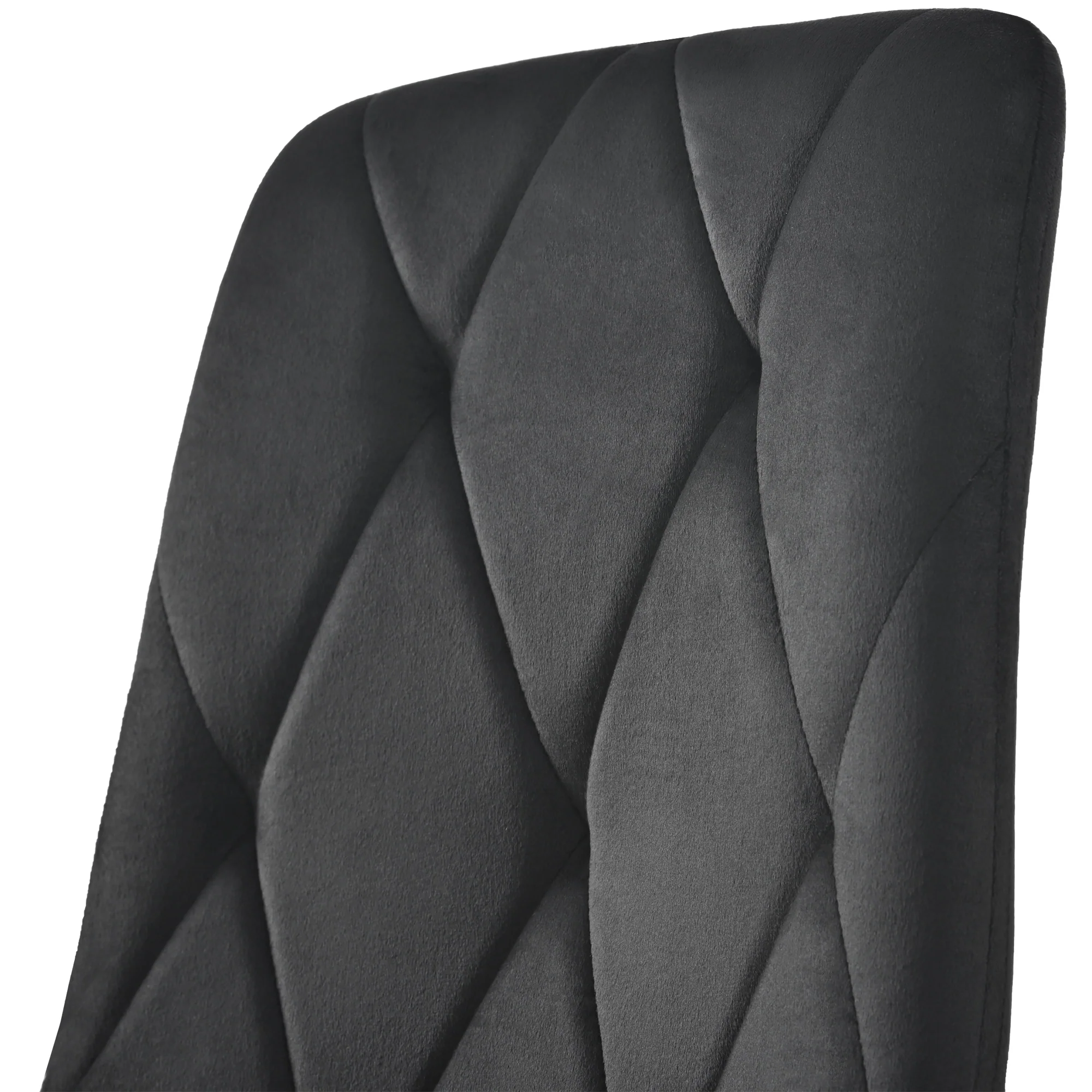 Dining Chair Set of 4 - Upholstered Designer Backrest Metal Frame - Twill Velvet Black - Image 9