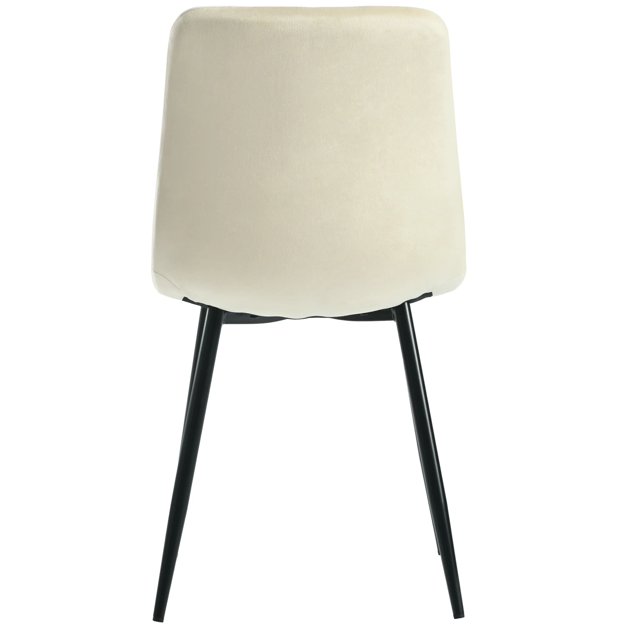 Dining Chair Set of 4 Upholstered Twill Velvet with Backrest Metal Legs Beige - Image 7