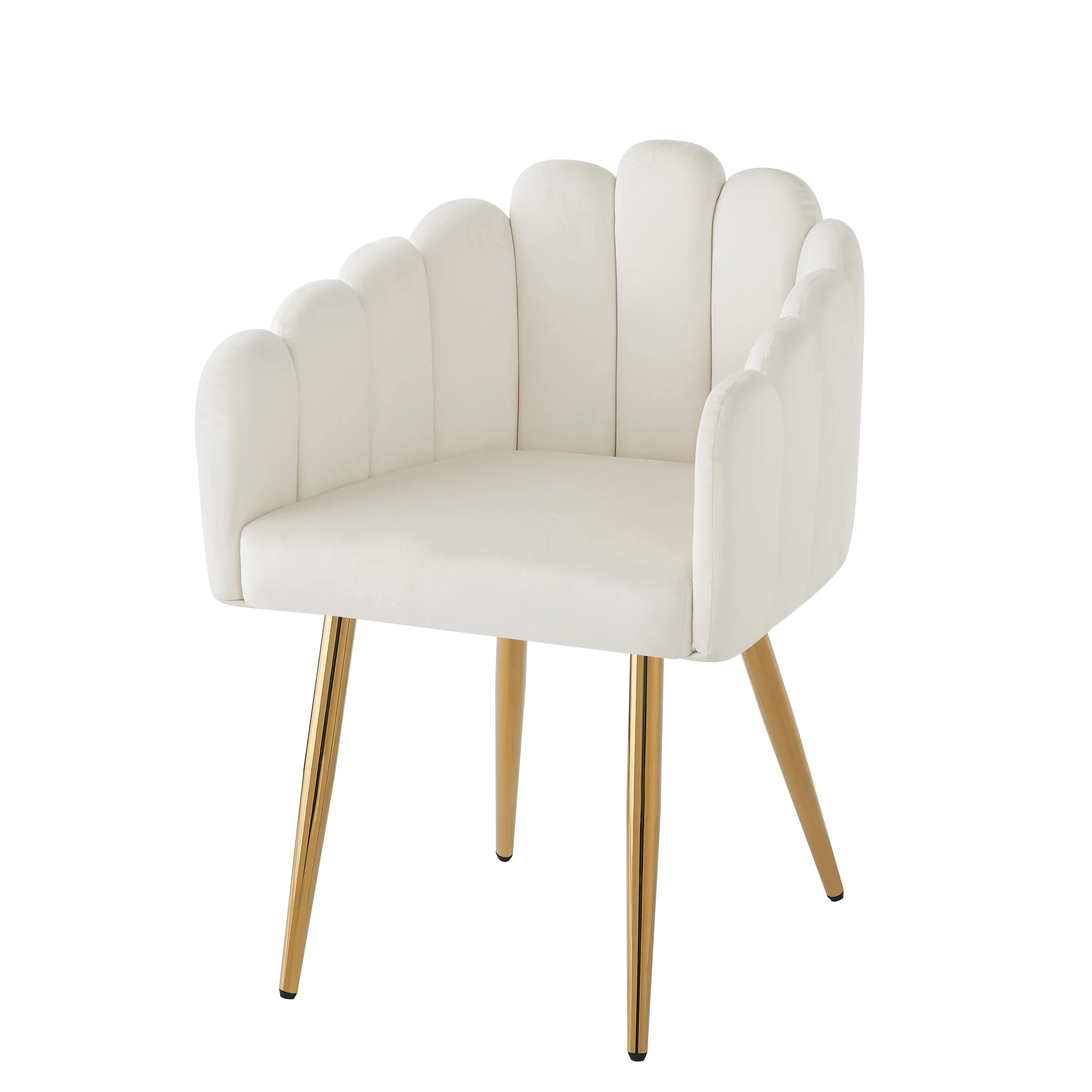 Dining Chair Set of 6 Fan-Shaped Gold Legs Adjustable - Velour - Image 6