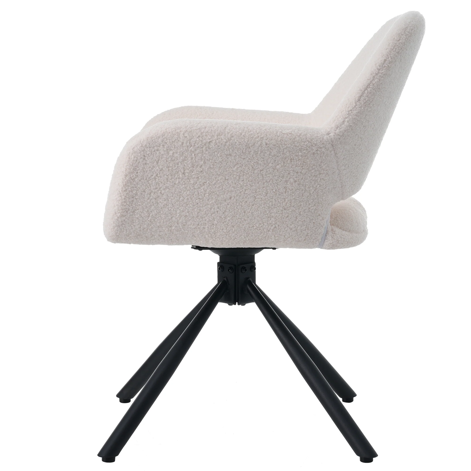 Dining Chair Swivel Set of 4 with Handrails - Sherpa White - Image 10