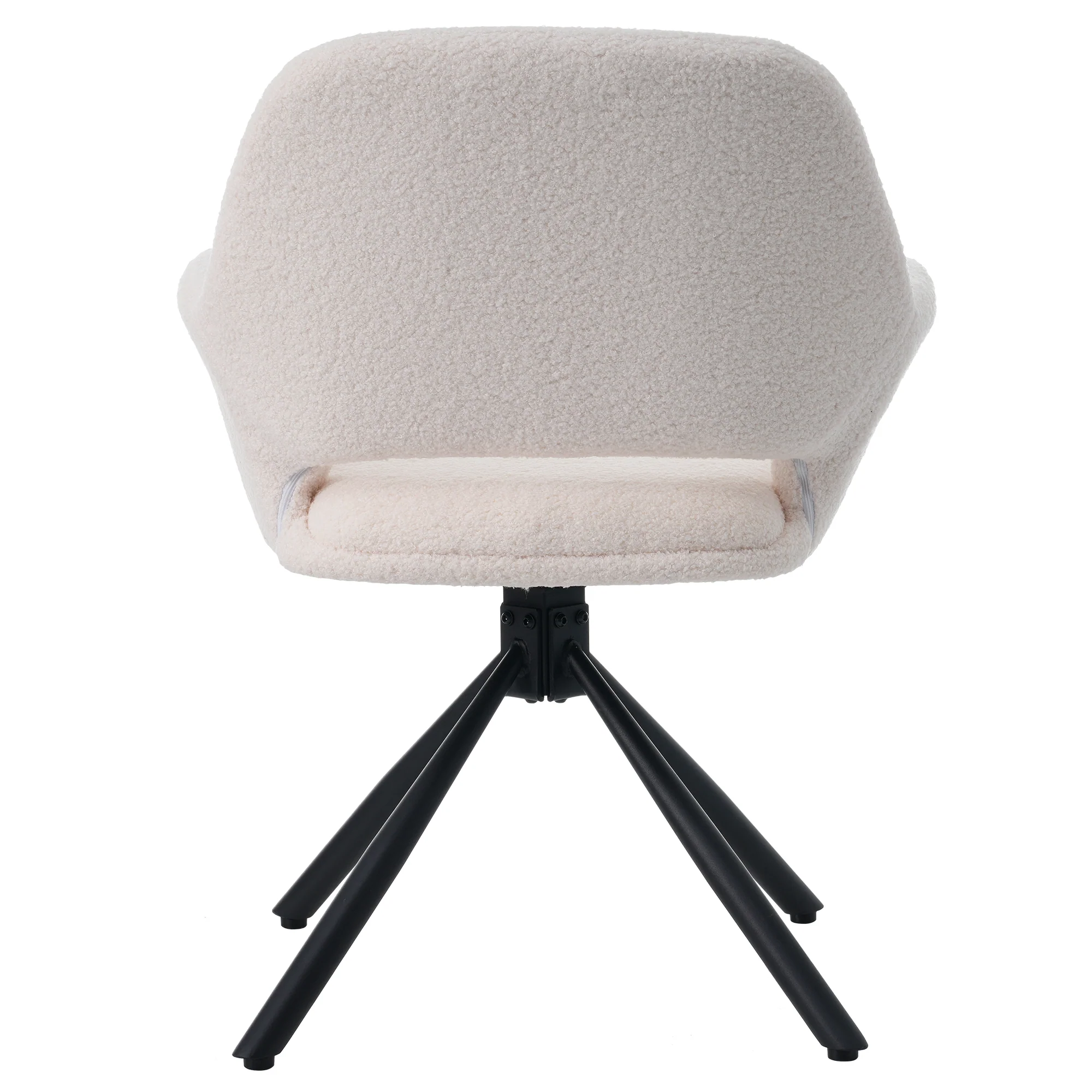 Dining Chair Swivel Set of 4 with Handrails - Sherpa White - Image 7