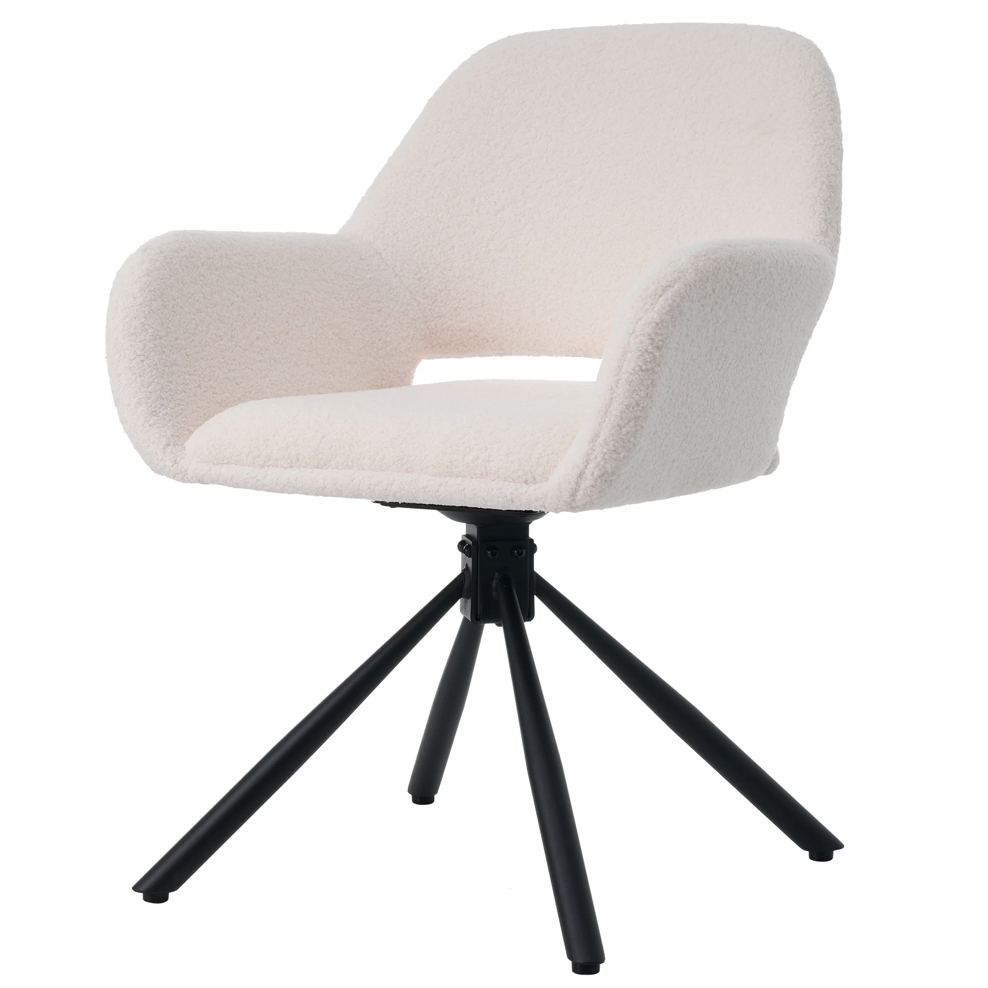 Dining Chair Swivel Set of 4 with Handrails - Sherpa White - Image 8